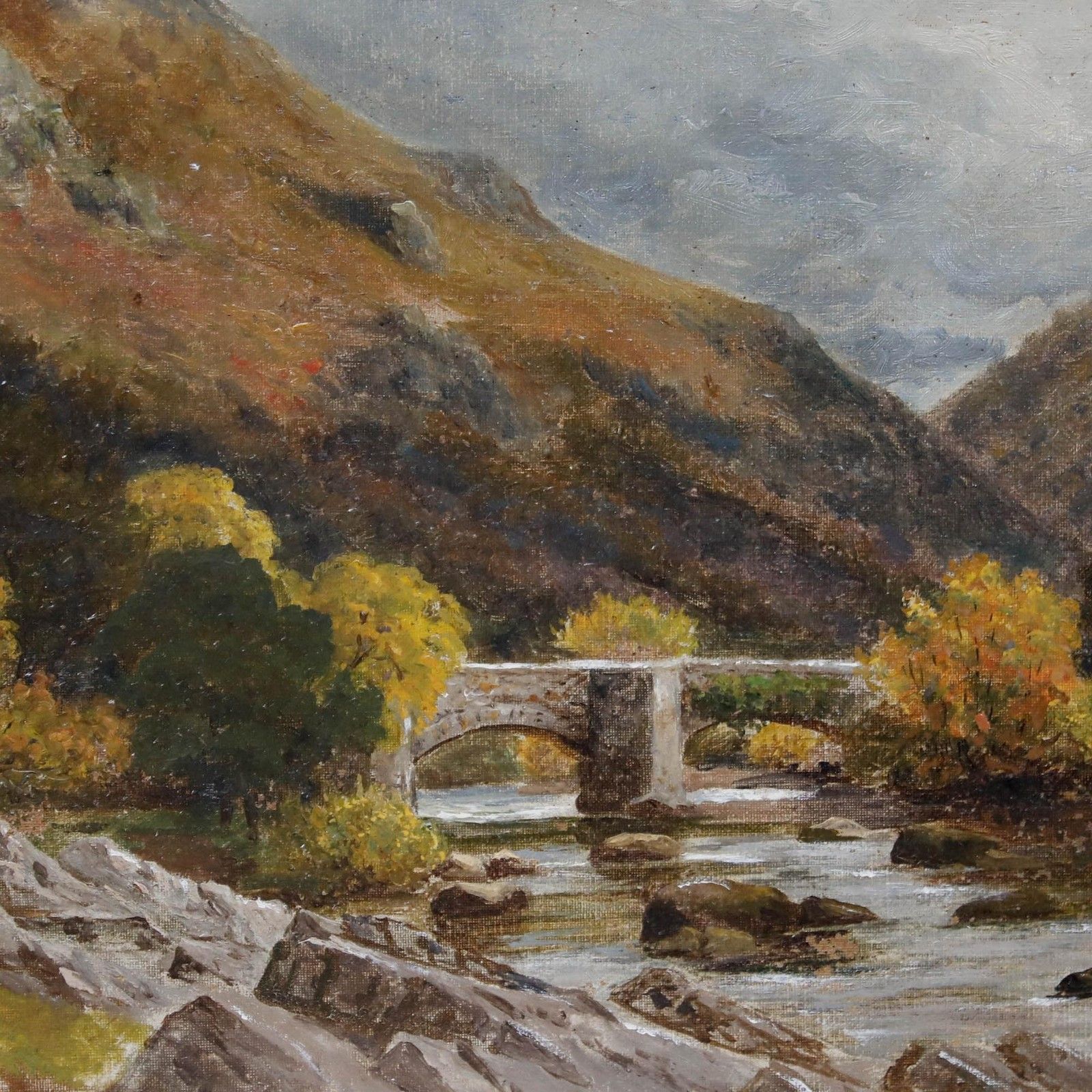 William Snell Morrish (1844 1917) Framed Late 19th Century Oil, Fingle Bridge photo Art