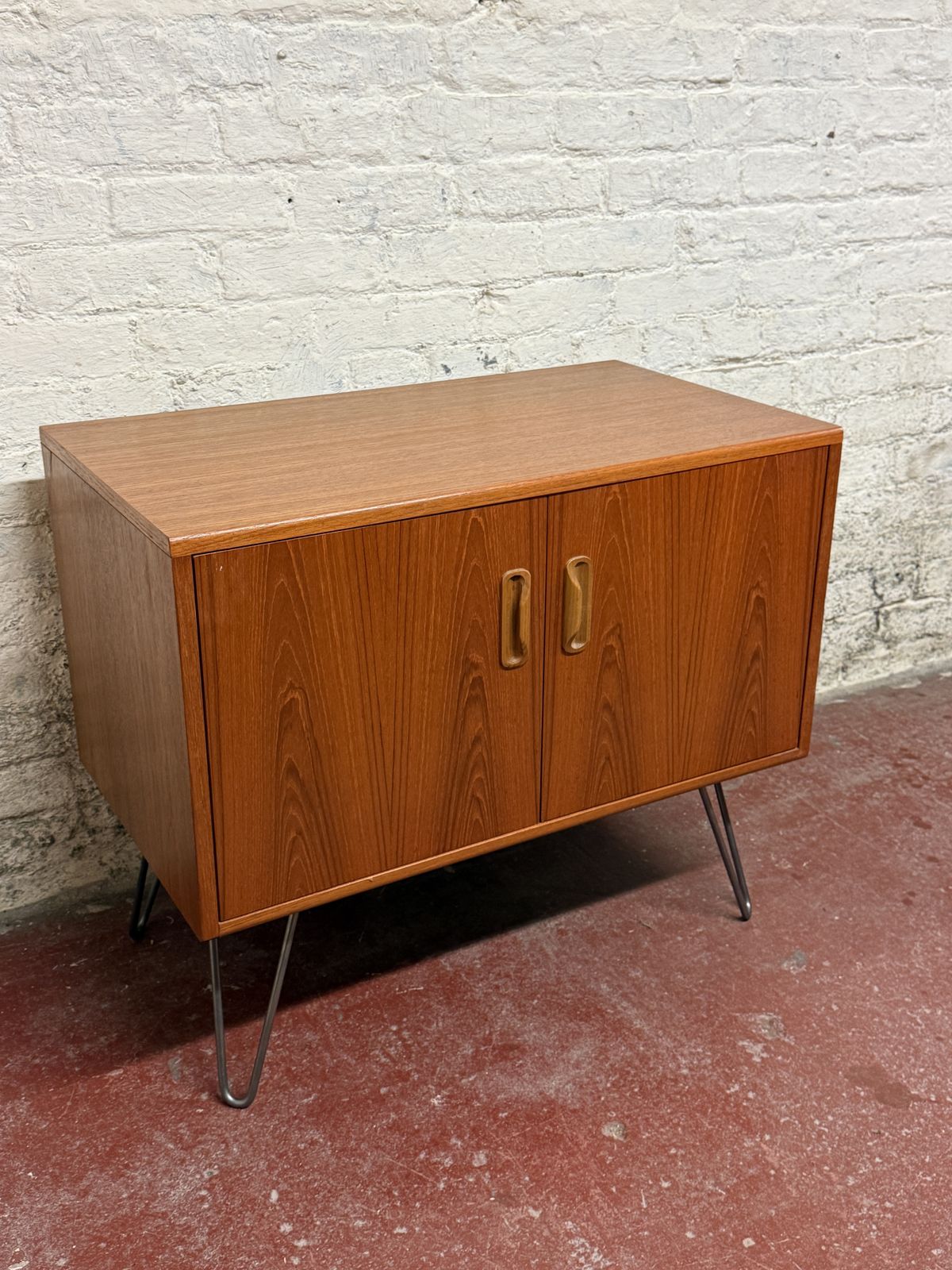 G Plan Fresco Teak Cabinet On Quality Raw Steel Hairpin Legs & Floor Protectors photo furniture
