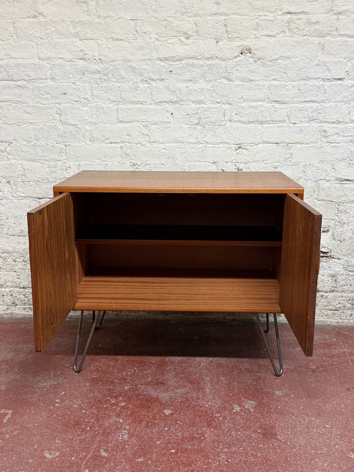 G Plan Fresco Teak Cabinet On Quality Raw Steel Hairpin Legs & Floor Protectors photo 325.0