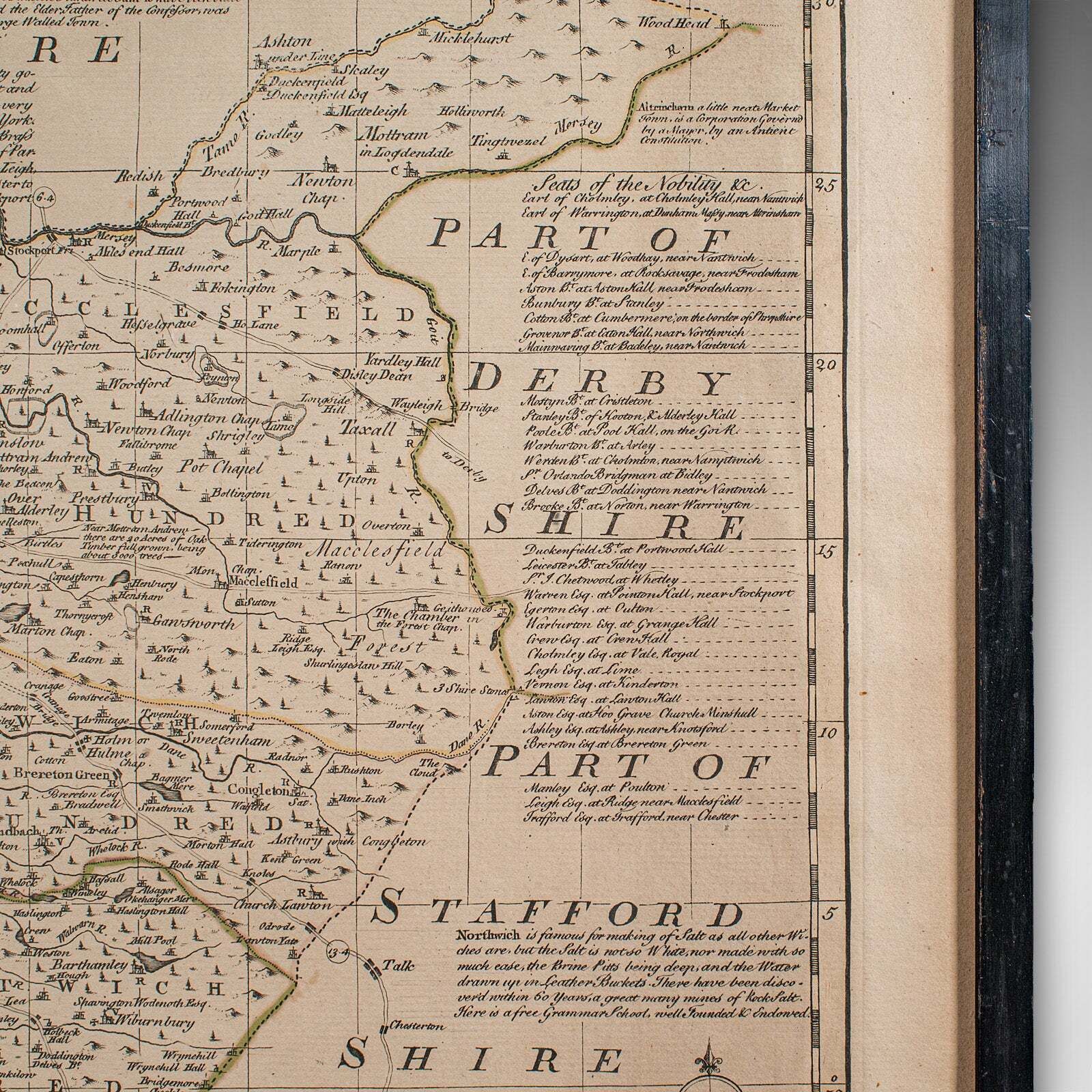 photo for sale Antique Chester County Map, English, Cheshire, Framed Cartography, Georgian