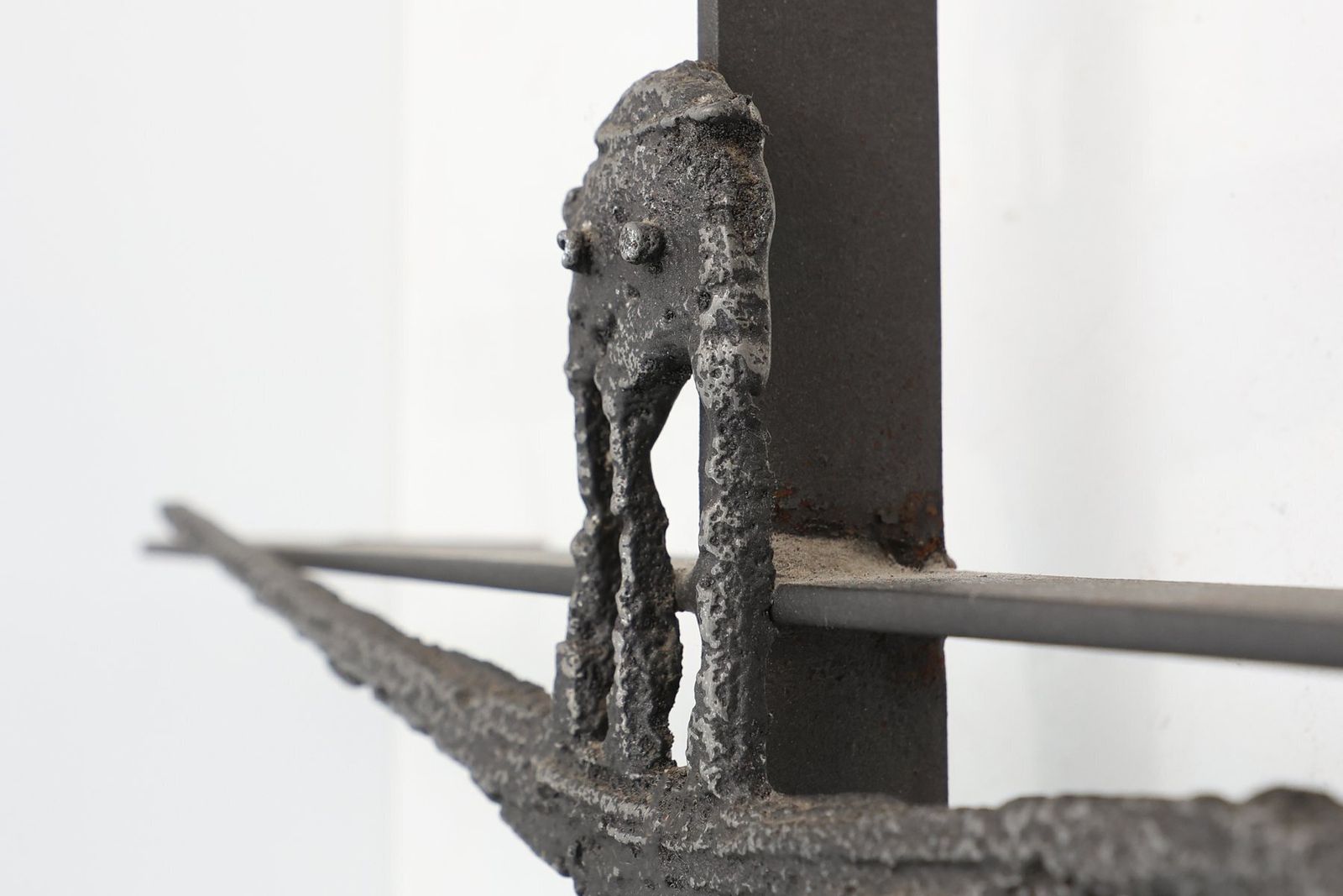 Art Brutalist Welded Iron Crucifix Wall Sculpture By Pia Manu, 1950s photo