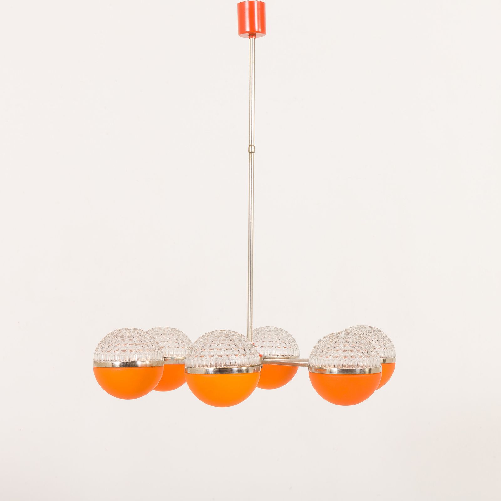 Italian Space Age Chandelier With Crystal Glass Shades, 1970s photo Lighting