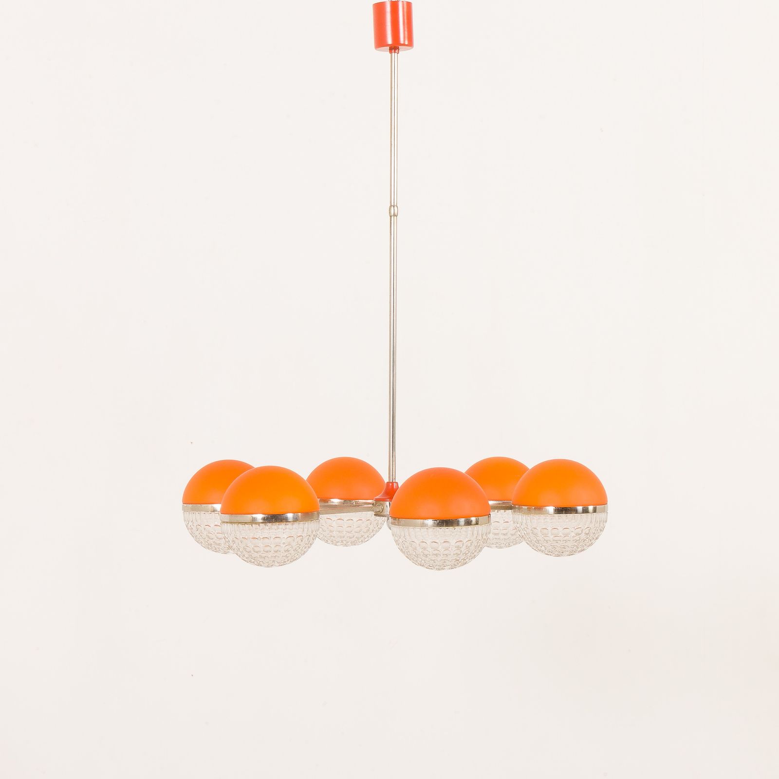 Italian Space Age Chandelier With Crystal Glass Shades, 1970s photo 949.0