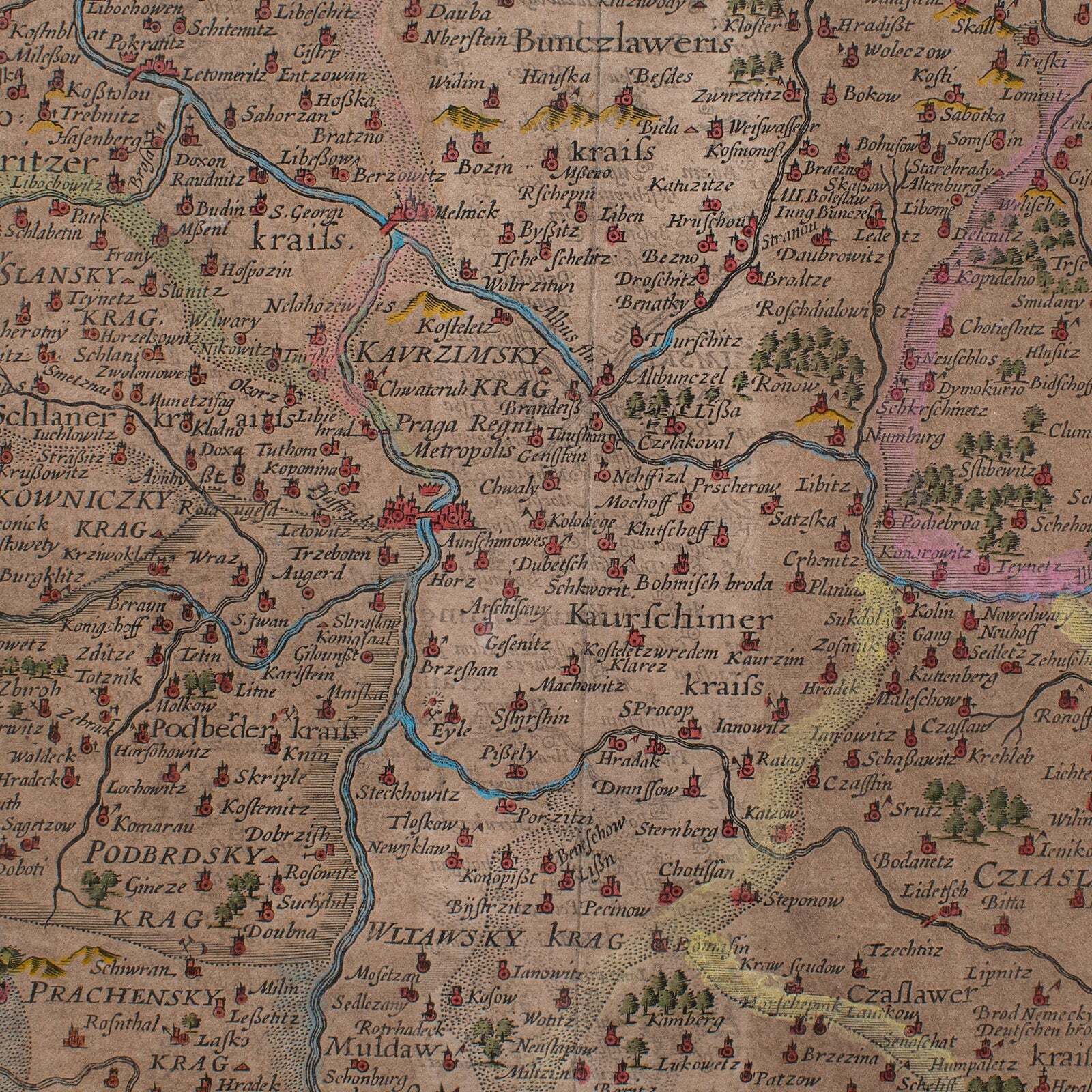 photo furniture Antique Map Of Bohemia, Dutch, Framed Cartography, Johannes Janssonius, C.1630