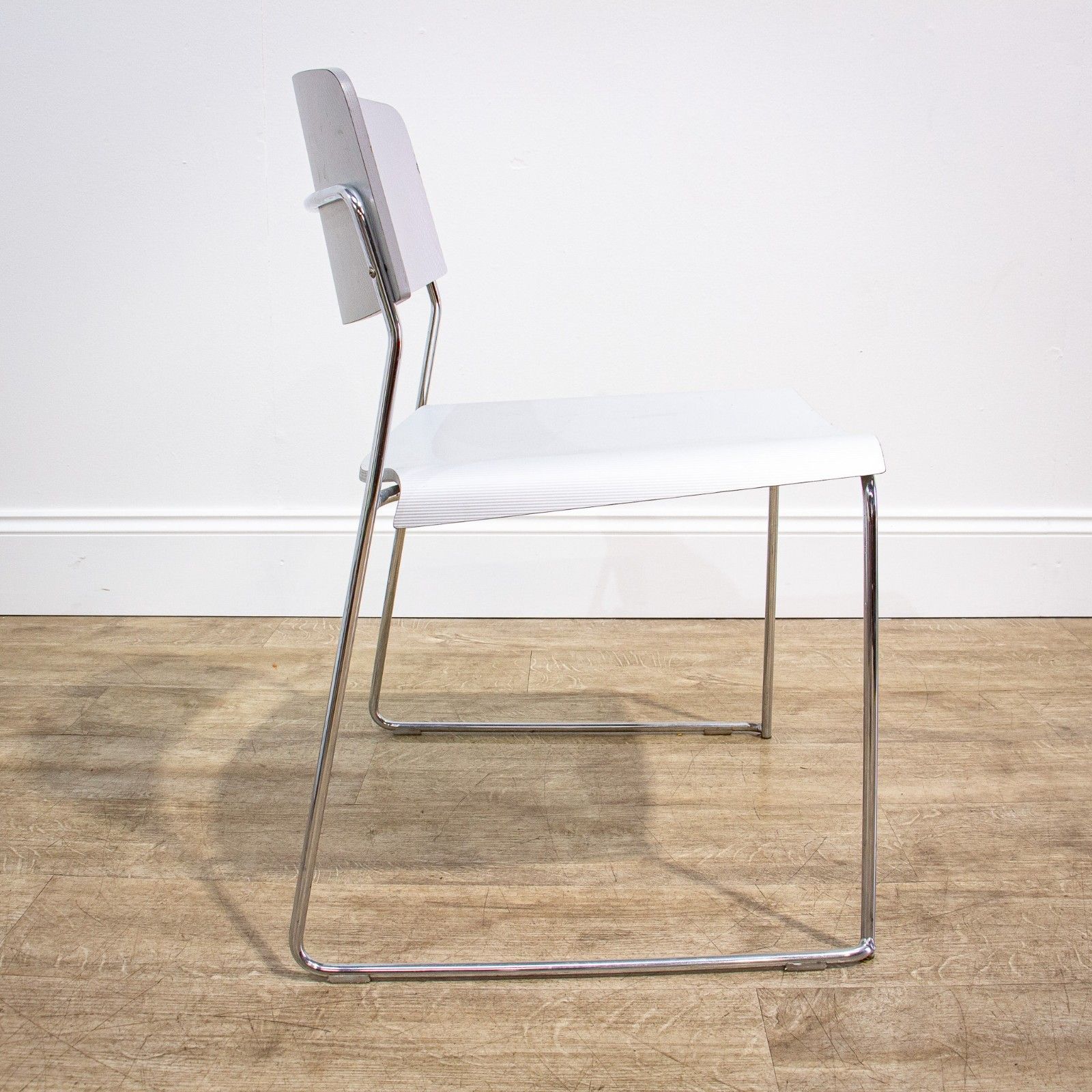 Set Of 4 Silver Grey Stacking Chairs By Talin Of Italy photo vintage