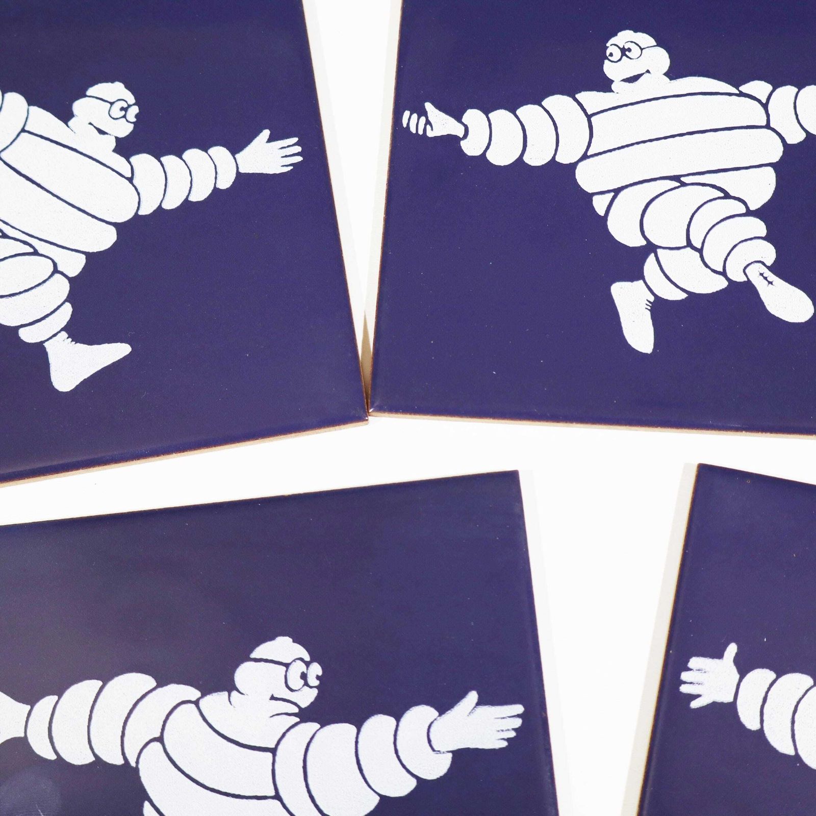 photo vintage Vintage Ceramic Michelin Man Garage Tile, Set Of 5, 1960s.
