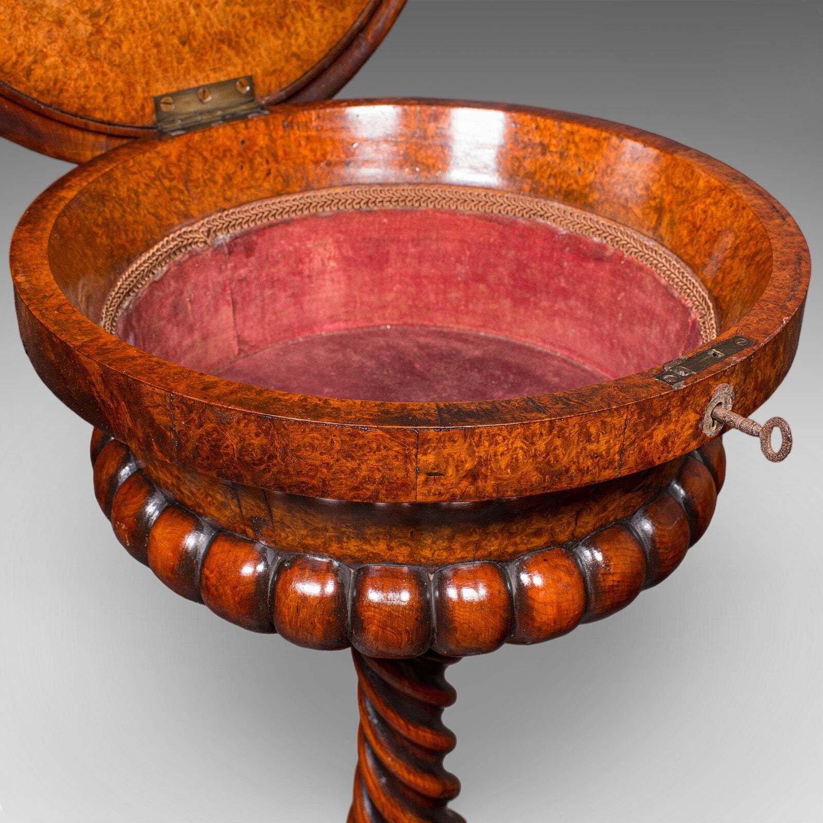 photo furniture Antique Spirits Table, English, Burr Maple, Glasses Stand, Teapoy, William IV