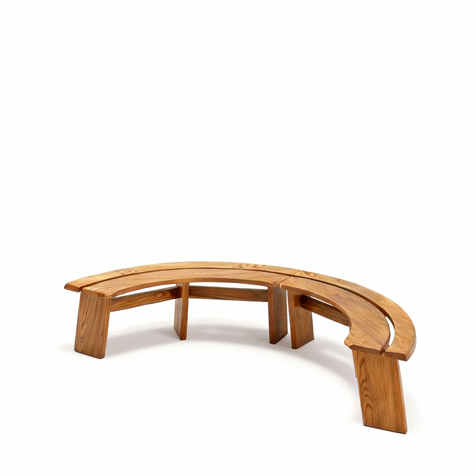 French Original Design Classic S38 Curved Benches In Elm From Pierre Chapo, 1980s, Set Of 2