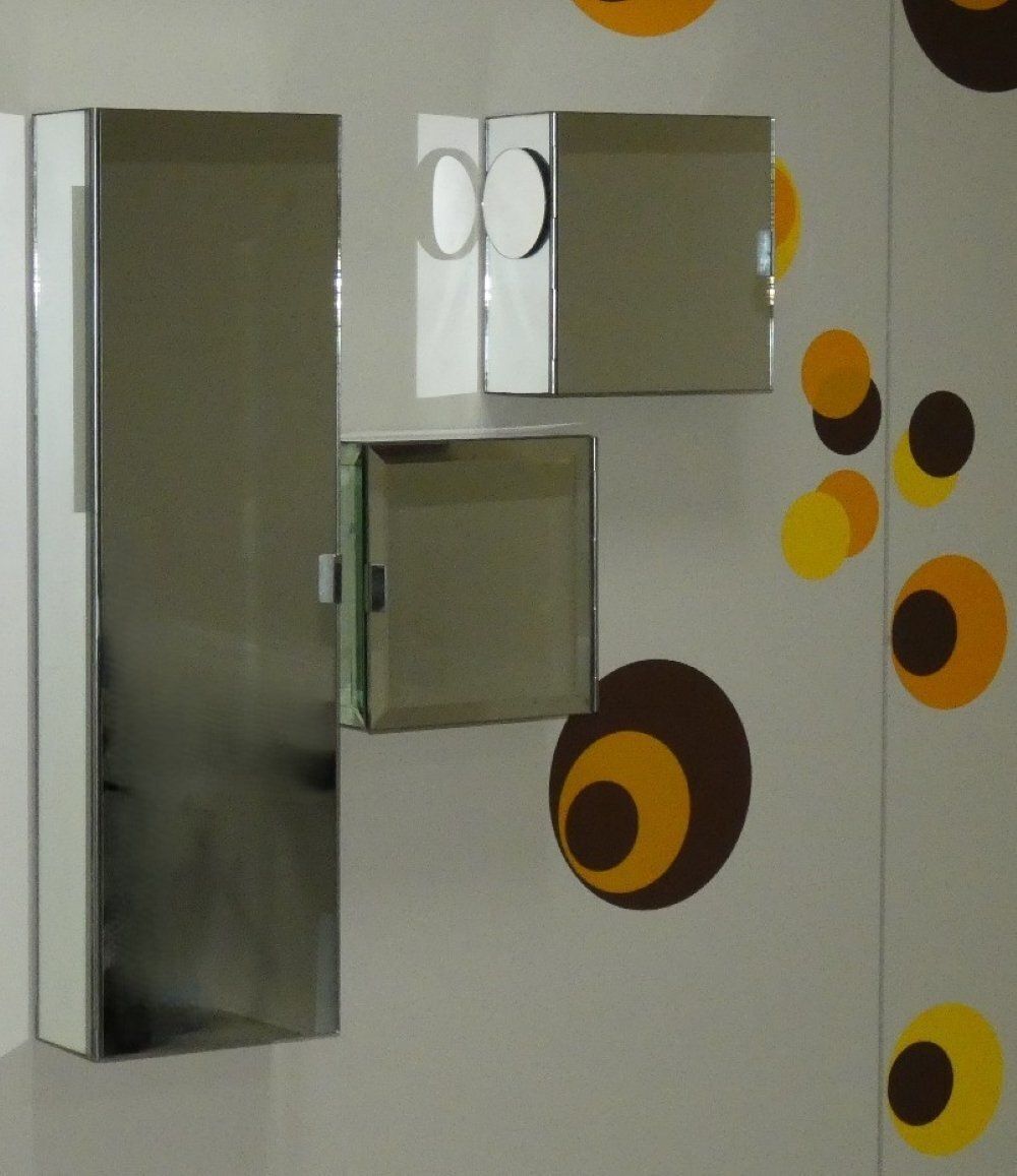 Vintage Italian Mirrored Cabinets, 1970s, Set Of 3 photo furniture