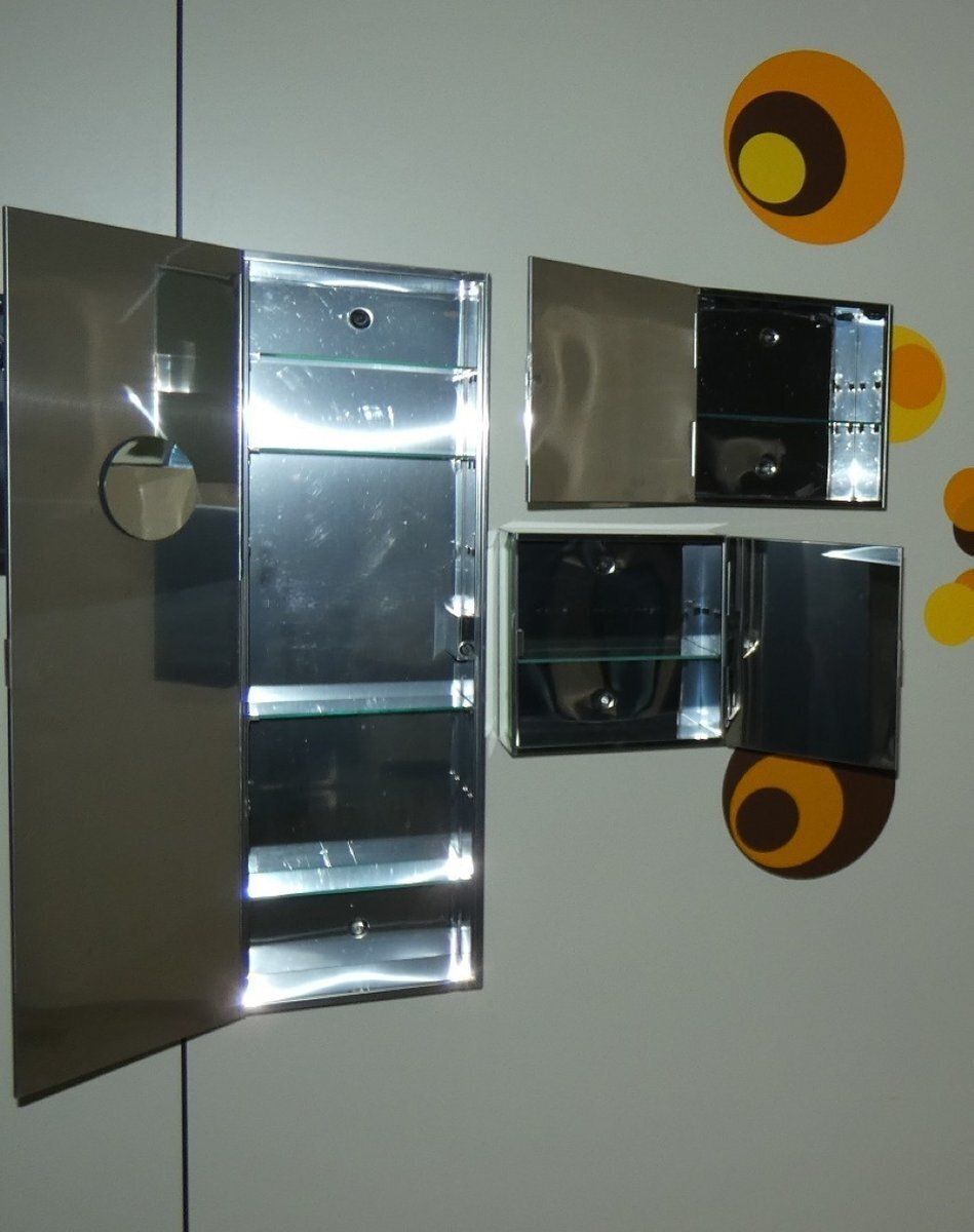 Vintage Italian Mirrored Cabinets, 1970s, Set Of 3 photo vintage