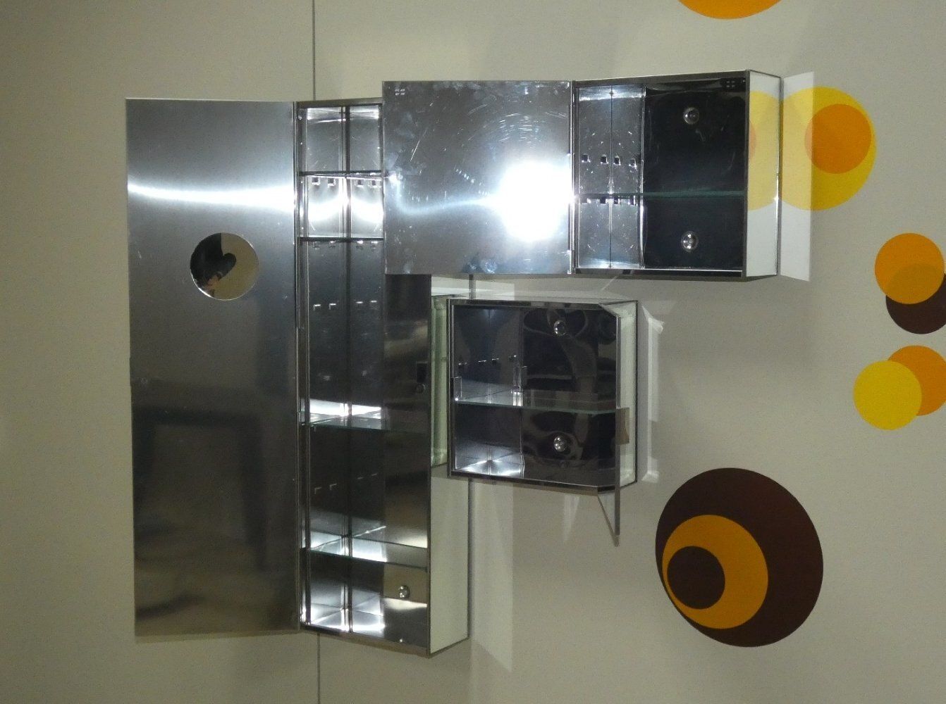 1350.0 Vintage Italian Mirrored Cabinets, 1970s, Set Of 3 photo
