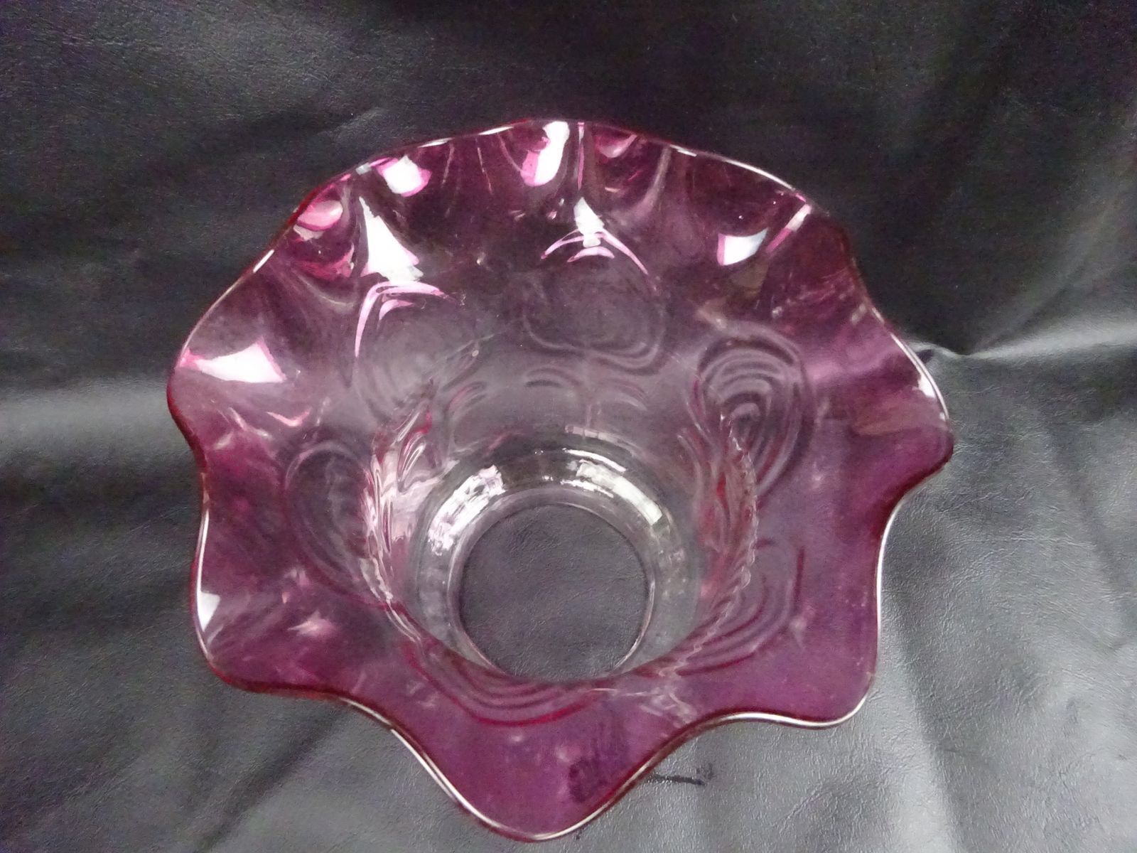 photo for sale Victorian Cranberry Embossed Glass Oil Lamp Shade