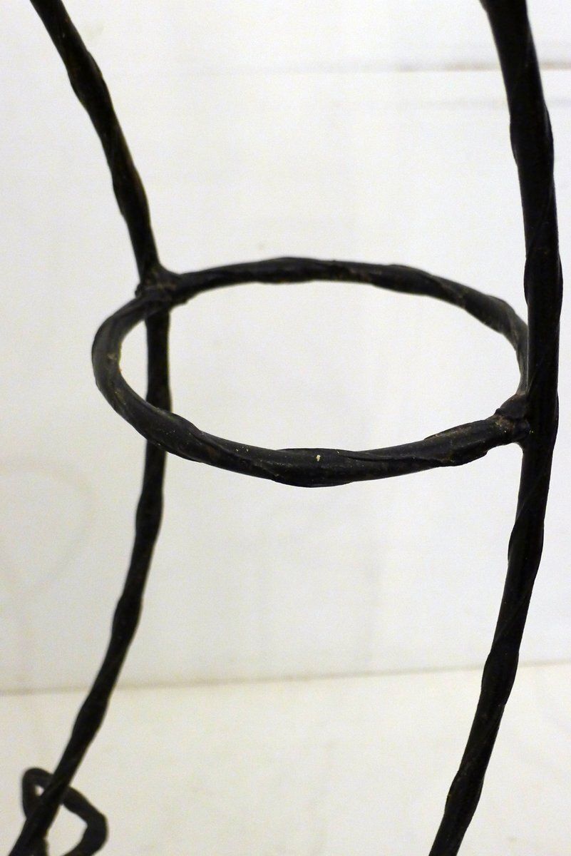 photo furniture Round Openwork 4 Plant Stand In Black Wrought Iron, 1960s