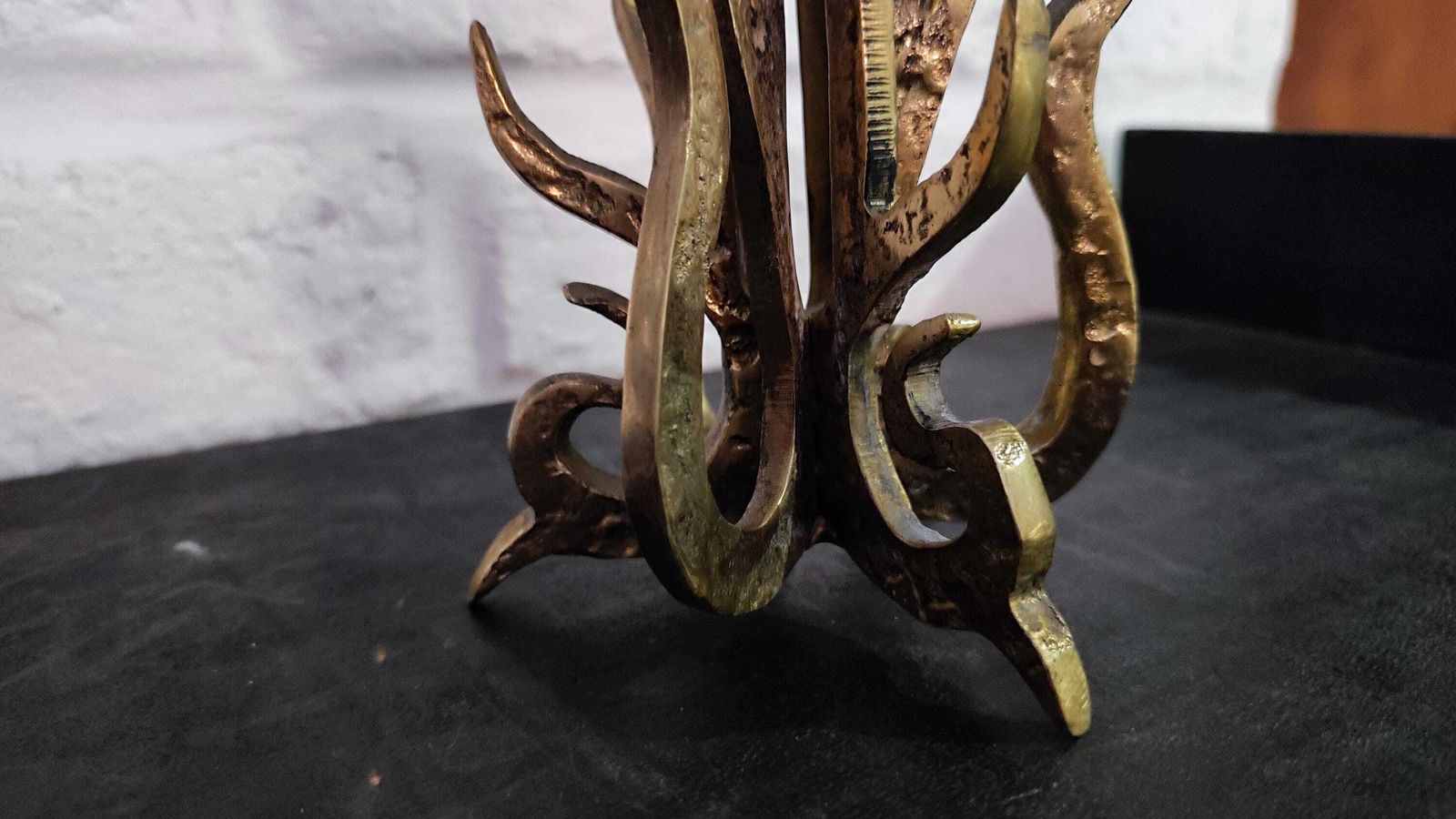 1960s Sculptural Brutalist Bronze Candle Holder Or Vase By Heinz Goll photo vintage