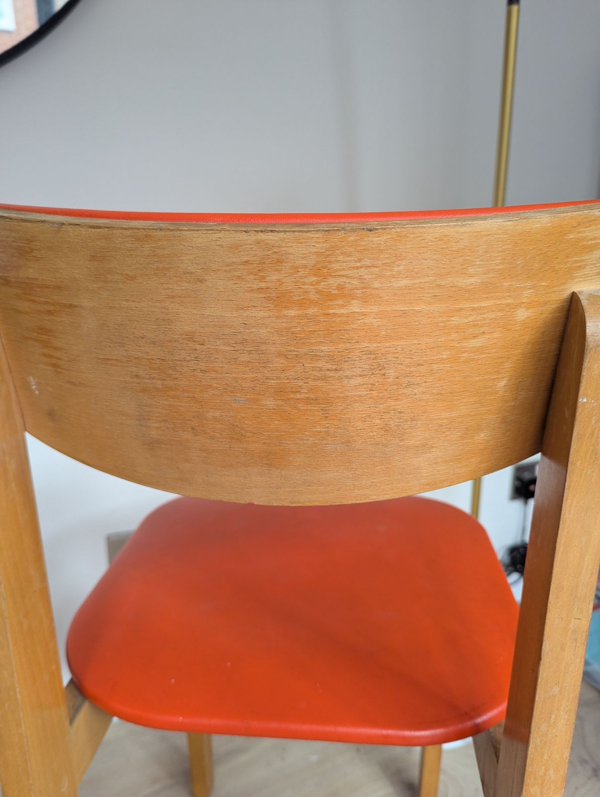 Mid Century Pair Of Dining Chairs   Red Orange photo vinterior