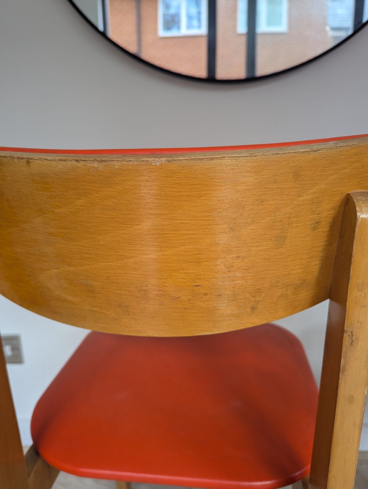 Mid Century Pair Of Dining Chairs   Red Orange photo buy