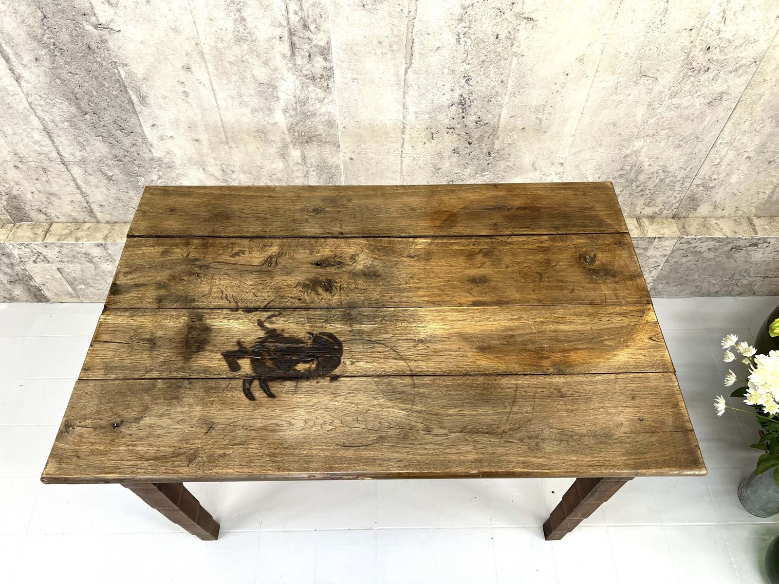 104.5cm Rustic Oak 1930's Bistro Table photo Furniture