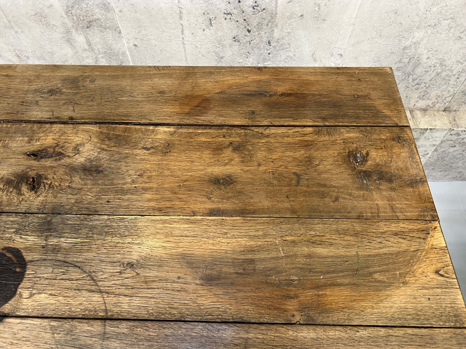 104.5cm Rustic Oak 1930's Bistro Table photo vintage