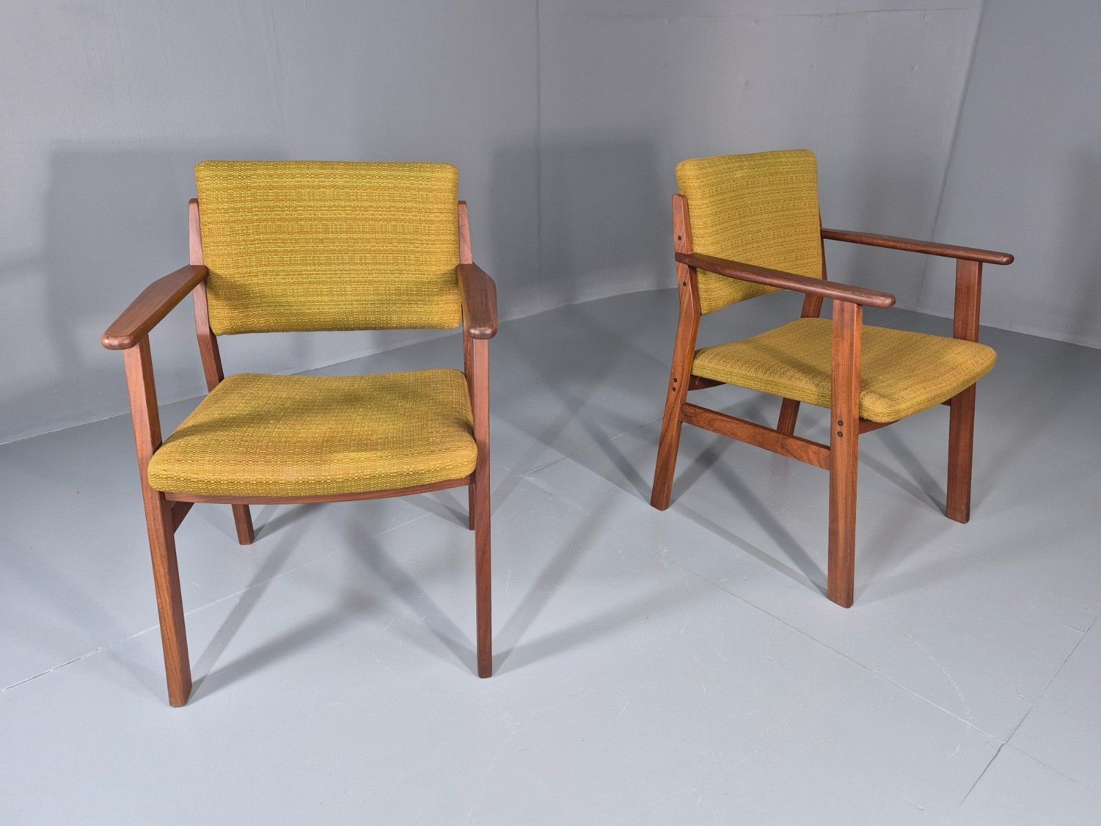 photo buy 2 Danish Desk Chairs Teak Framed Original Wool Upholstery 1960s Mcm Eb11335 Mdin