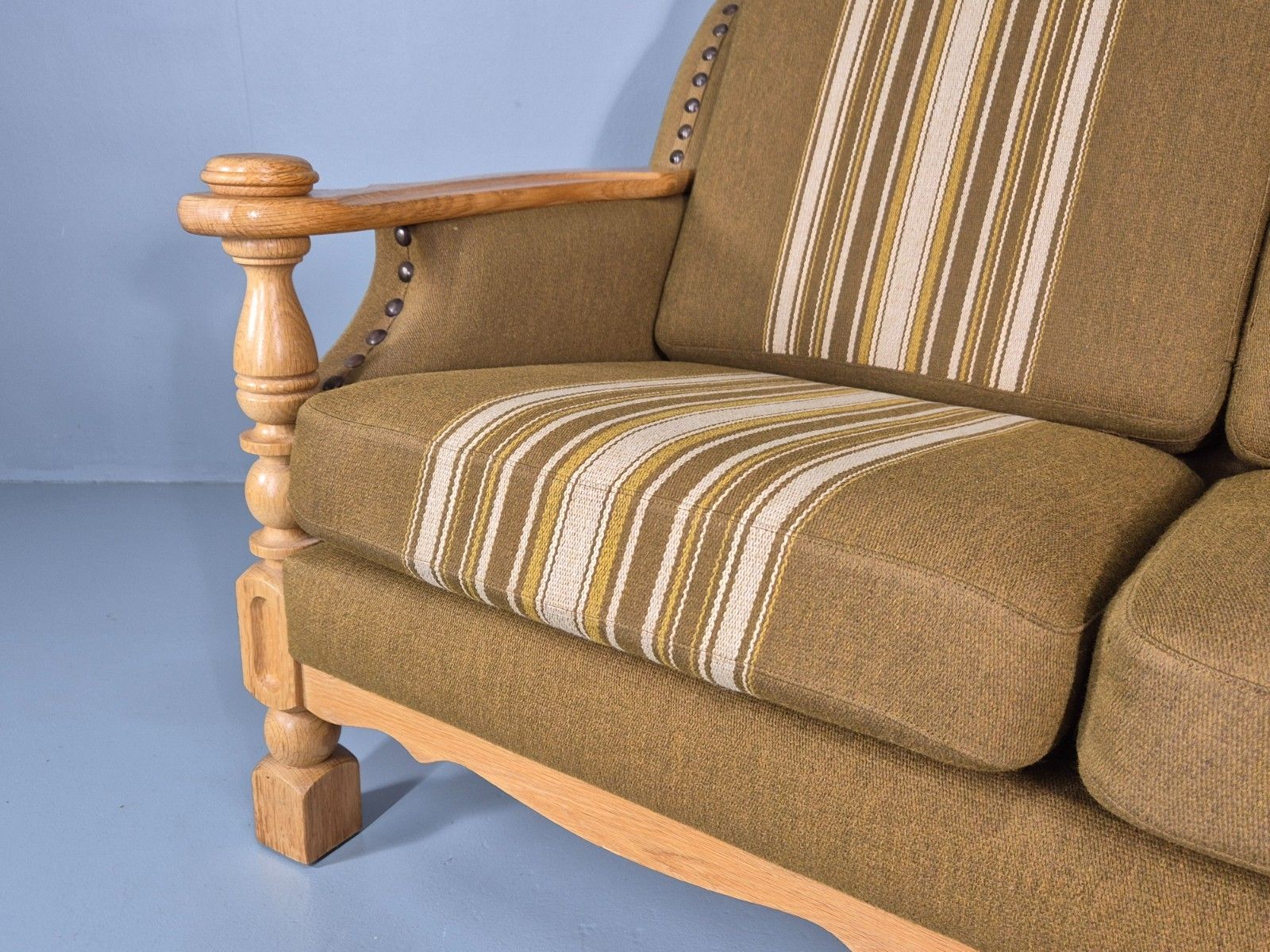 Vintage Danish Three Seater Settee Kjaernulf Style Oak Frame Eb11313 M3ss photo buy