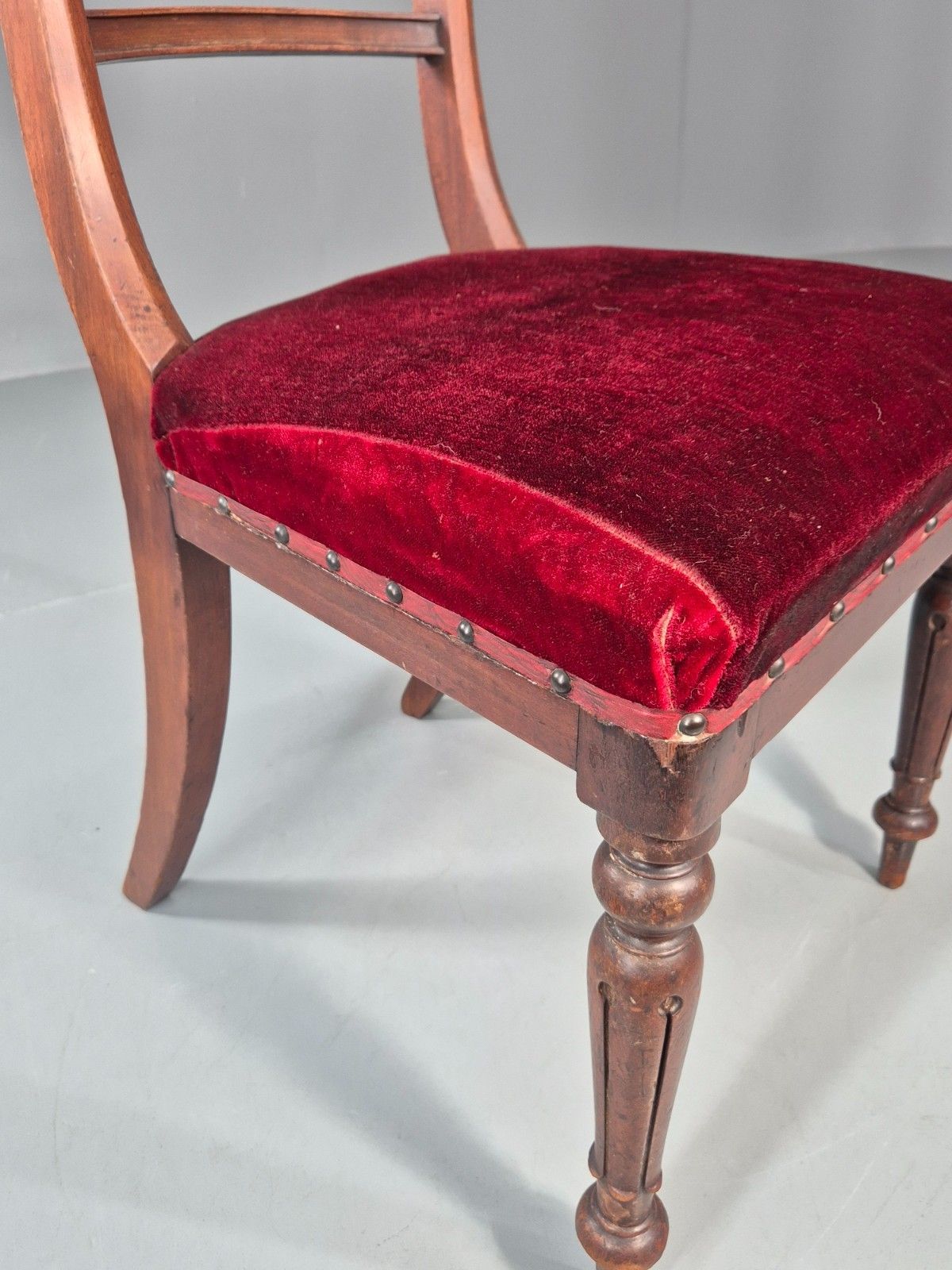 Antique William IV Mahogany Dining Chair Red Velvet Upholstery 1830 Eb11224 Vdin photo 60.0