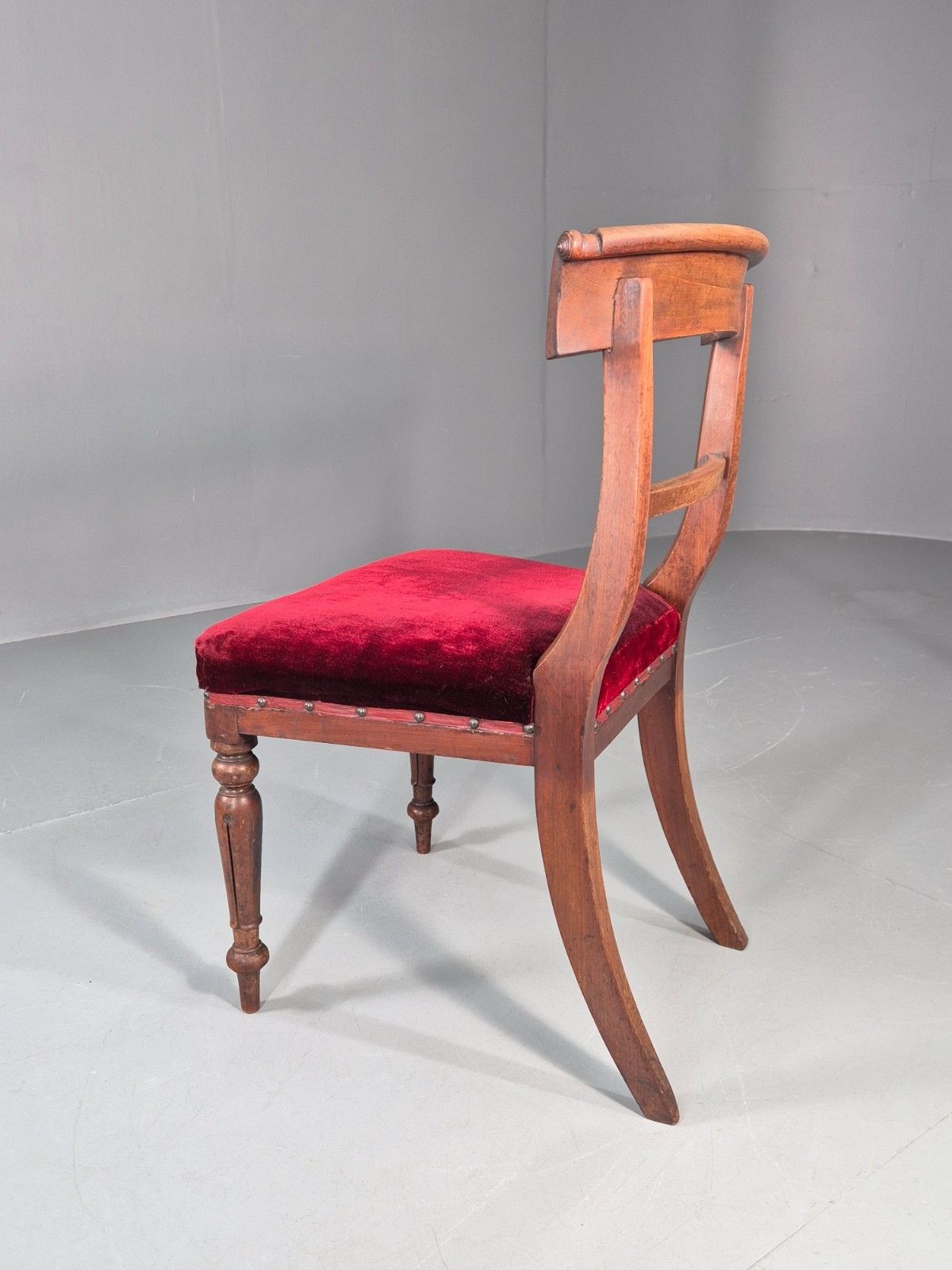 photo for sale Antique William IV Mahogany Dining Chair Red Velvet Upholstery 1830 Eb11224 Vdin