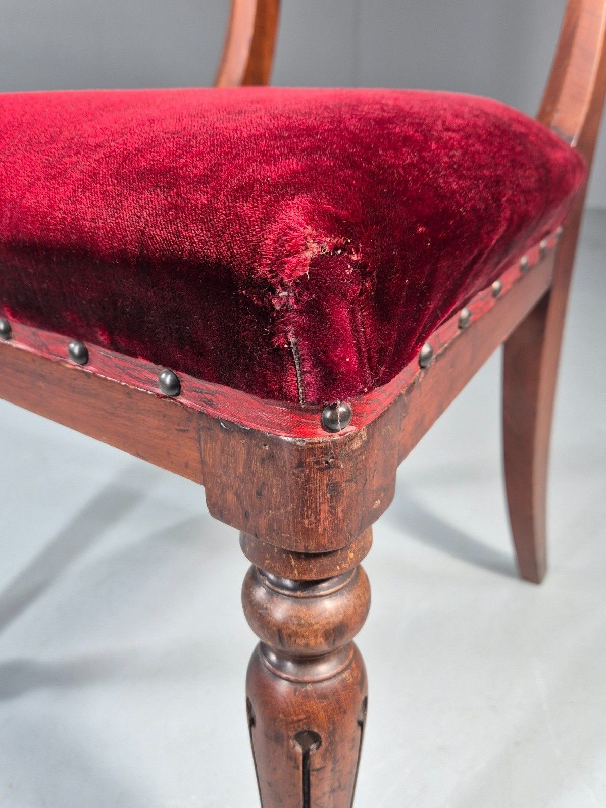 Furniture Antique William IV Mahogany Dining Chair Red Velvet Upholstery 1830 Eb11224 Vdin photo