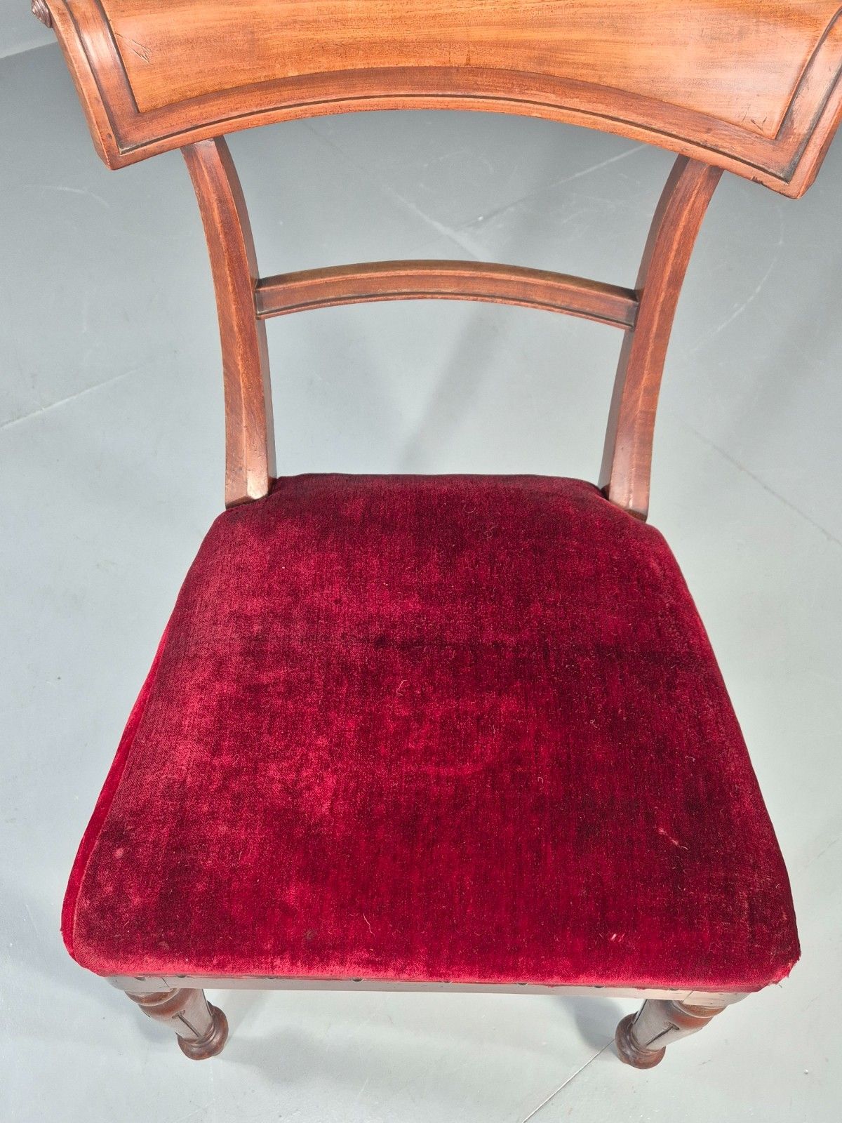 photo vintage Antique William IV Mahogany Dining Chair Red Velvet Upholstery 1830 Eb11224 Vdin