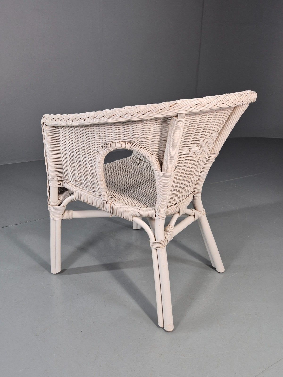 Furniture Vintage Rattan Lounge Chair White Painted 1970s Retro Eb11219 Vber photo