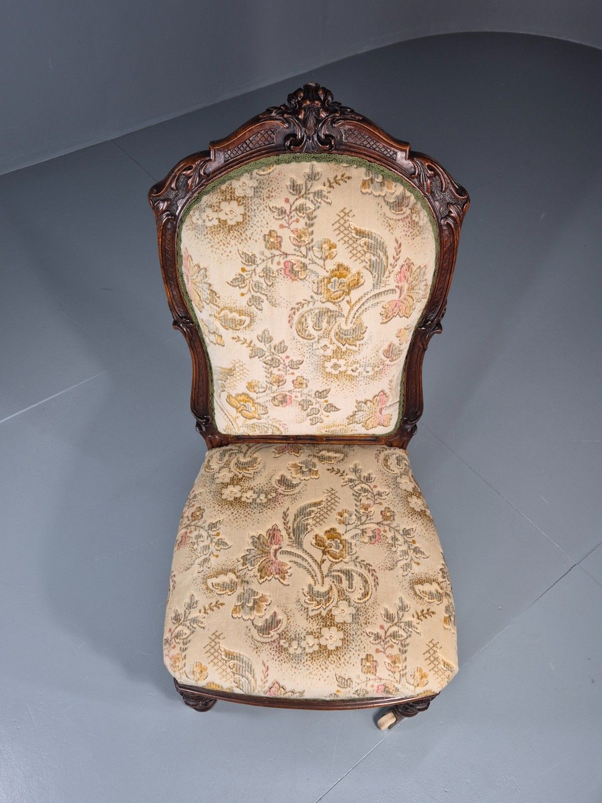 Antique Mahogany Nursing Chair Floral Upholstery 1880s Victorian Eb11175 Vclo photo 225.0