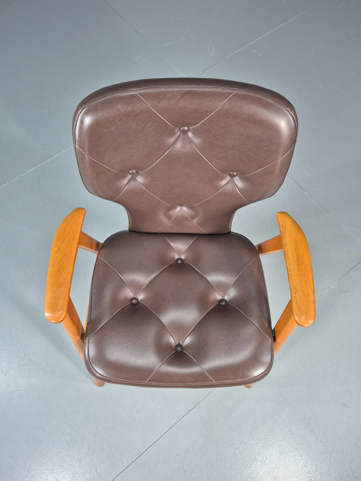 Mid Century Lounge Chair Vintage Swedish 1960s Beech Brown Vinyl Eb11139 Mnor photo Furniture