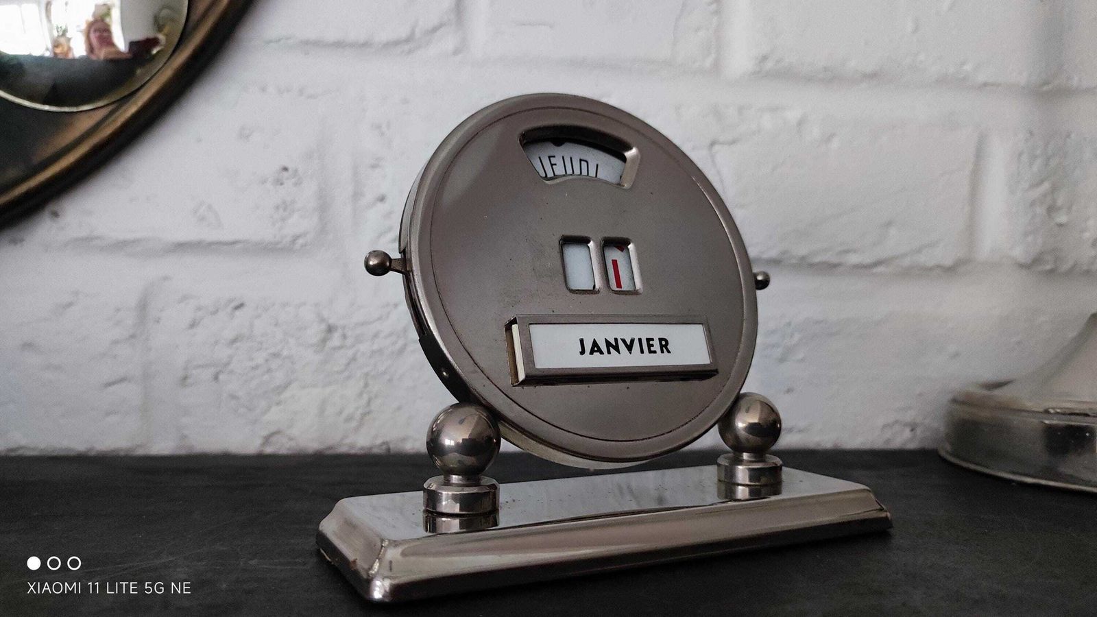 photo furniture Art Deco Chrome Perpetual Calendar Antique Mistral French Desktop Calendar