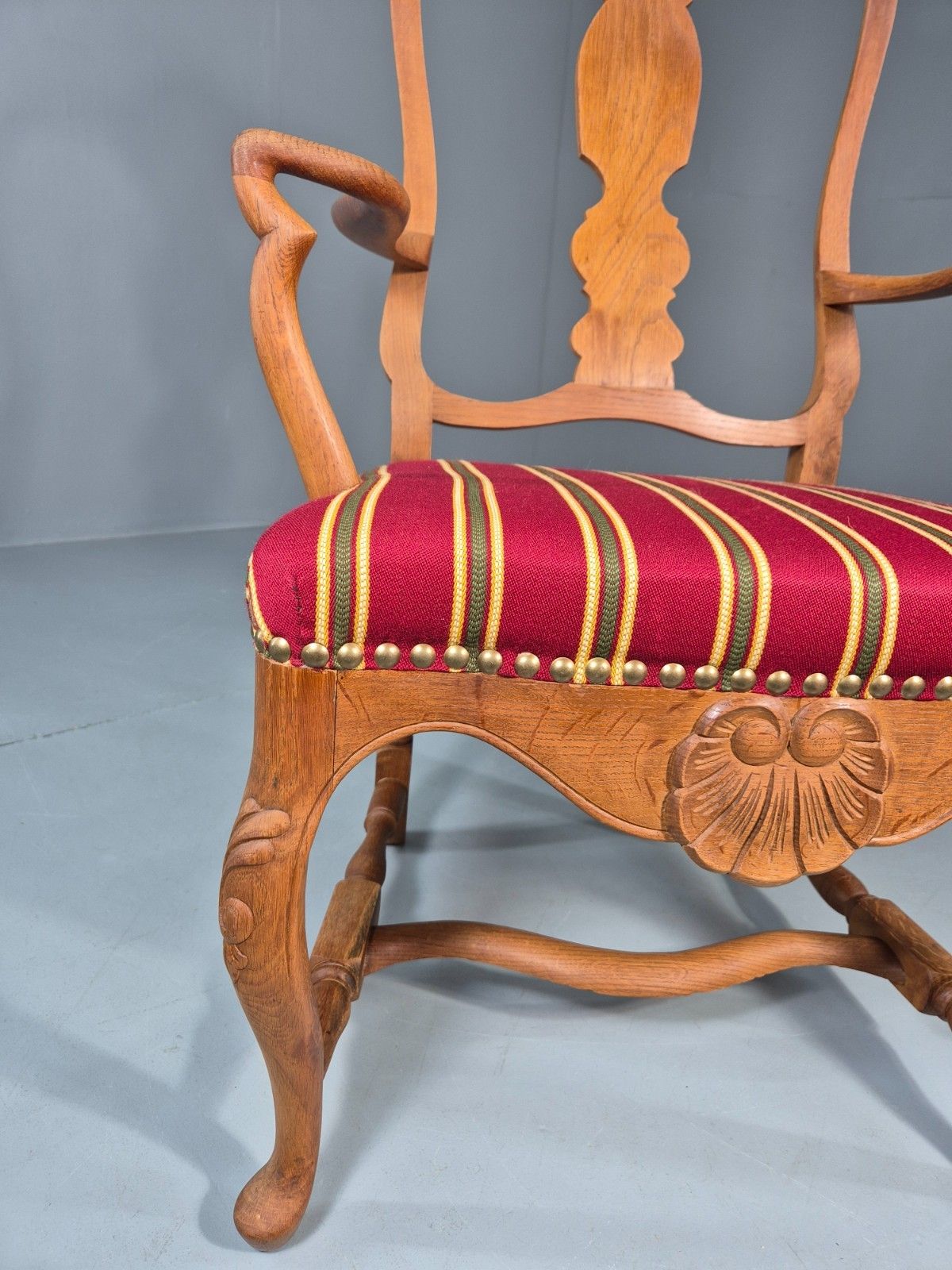 Antique Rococo Revival Oak Chair Danish 1880 Splat Back Shell Motif Eb10887 Vdin photo 275.0