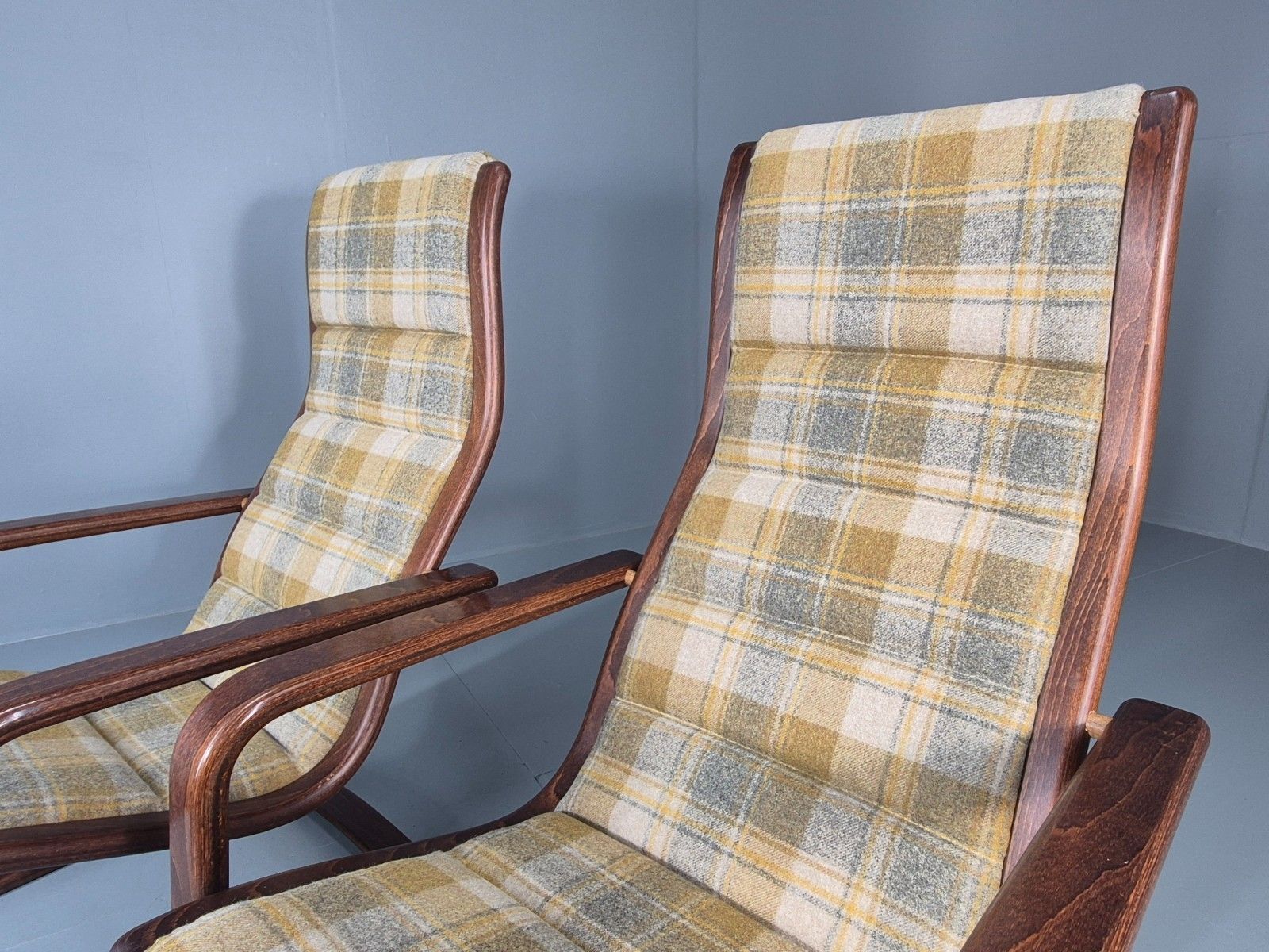 2 Mid Century Lounge Chairs New Upholstery 1970s Retro Danish  Eb10325 Mben photo vintage