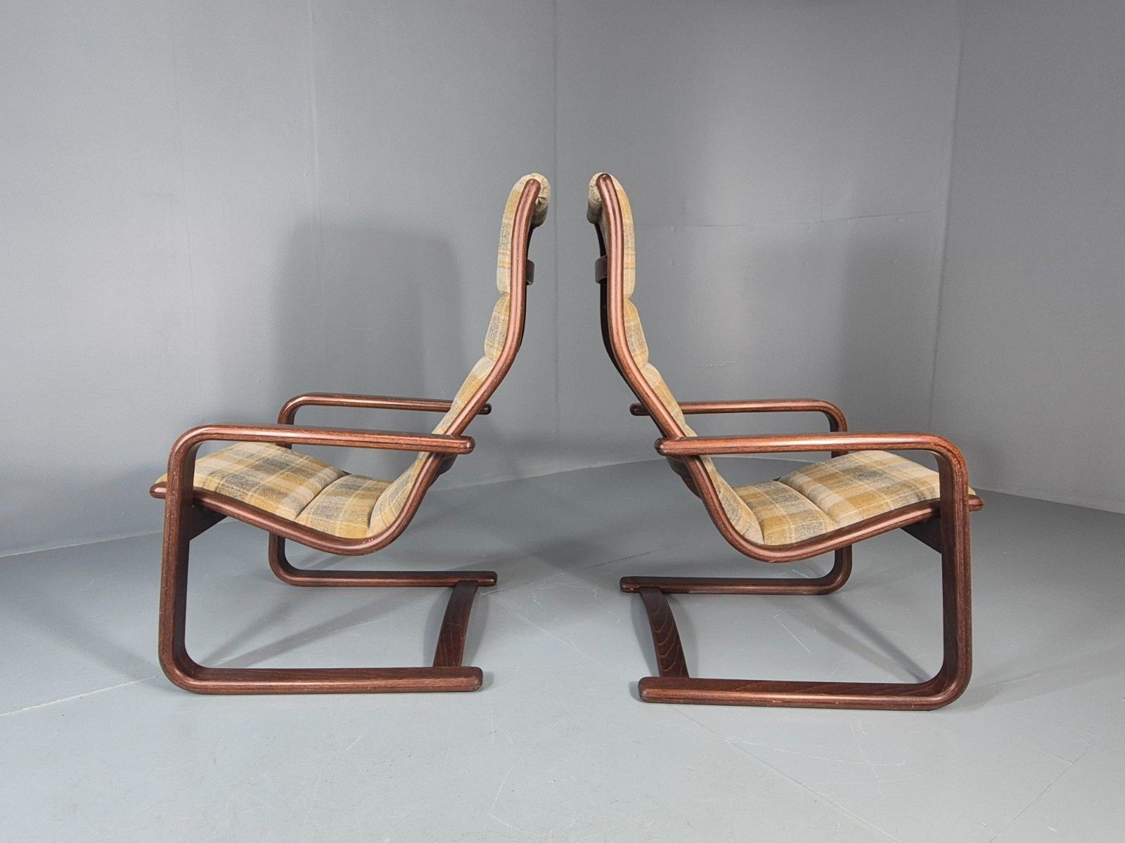 photo for sale 2 Mid Century Lounge Chairs New Upholstery 1970s Retro Danish  Eb10325 Mben