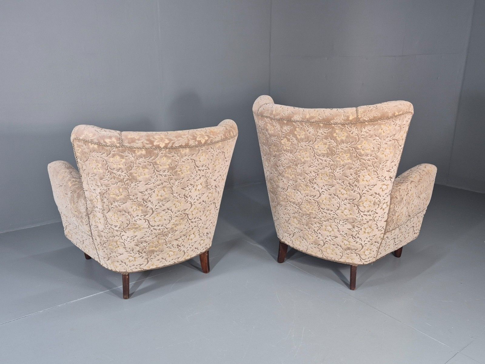 2 1950s Lounge Chairs Mid Century Danish Floral Moquette Retro  Eb11318 Mnor photo vinterior