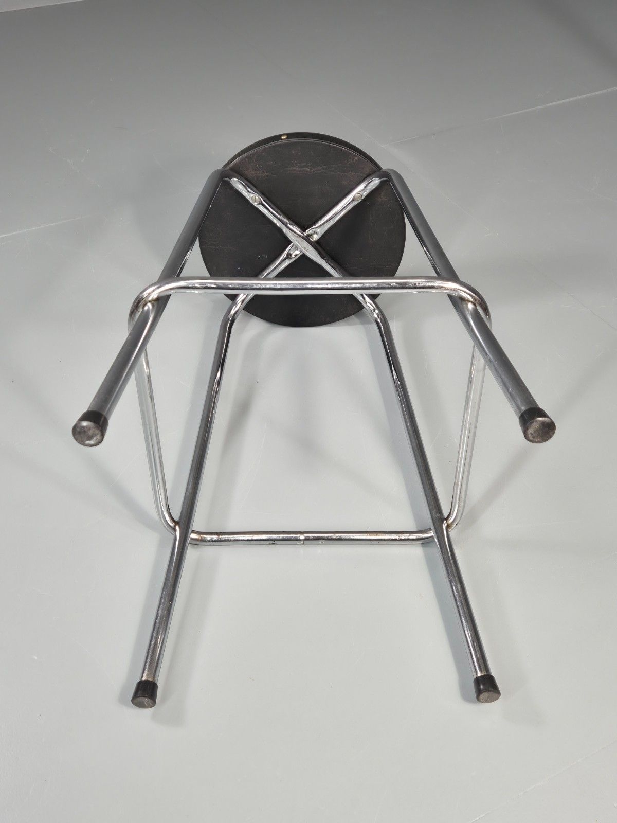 photo for sale Vintage Bar Stool Black Vinyl And Chrome 1980s Bauhaus Style Retro Eb11274 Mdin