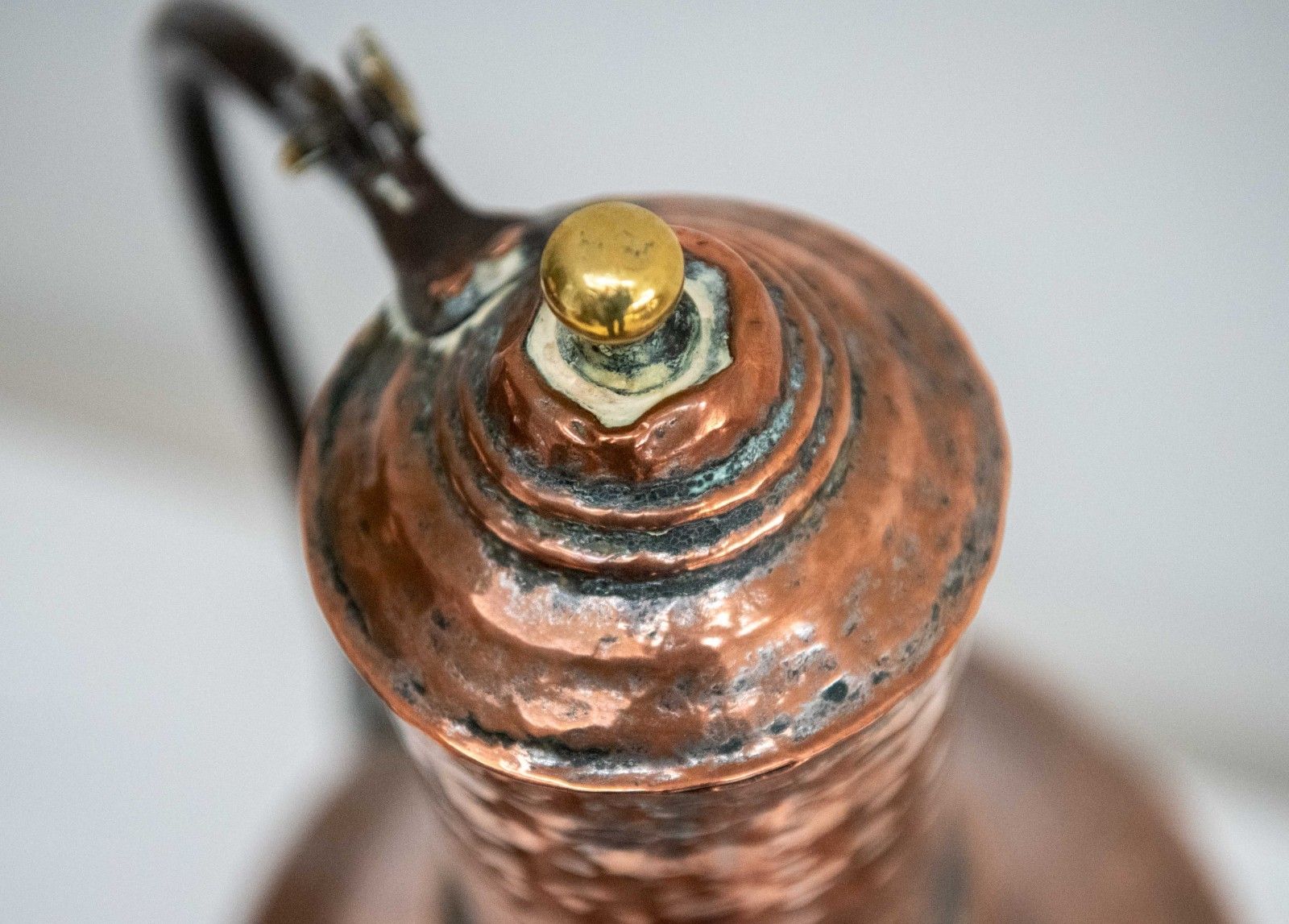 Large 18th Century English Hand Raised Copper Ale Jug With Lid – Initialled “Nh” photo buy