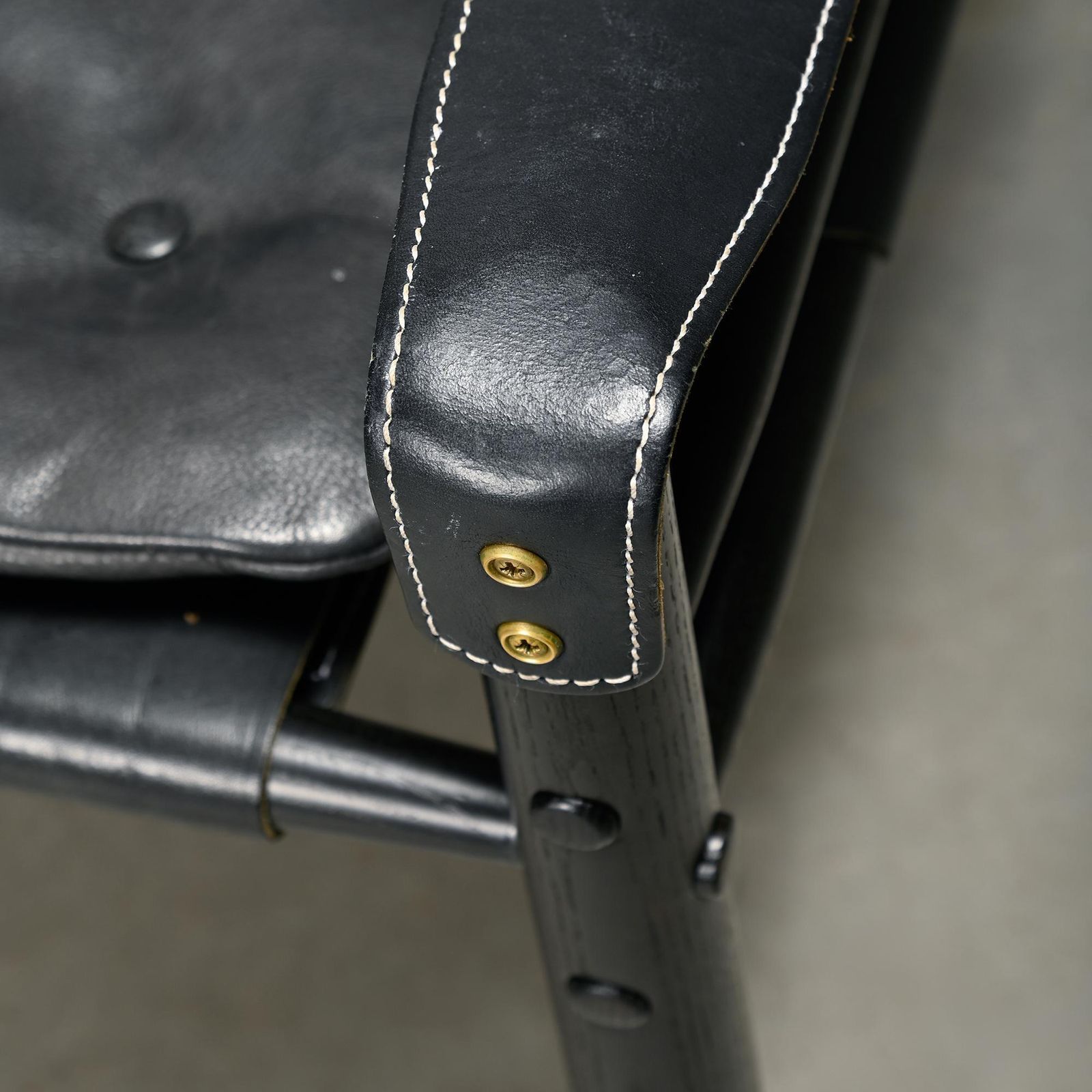 Furniture Arne Norell Sirocco Safari Lounge Chair In Black Leather / Stained Ash, Sweden photo