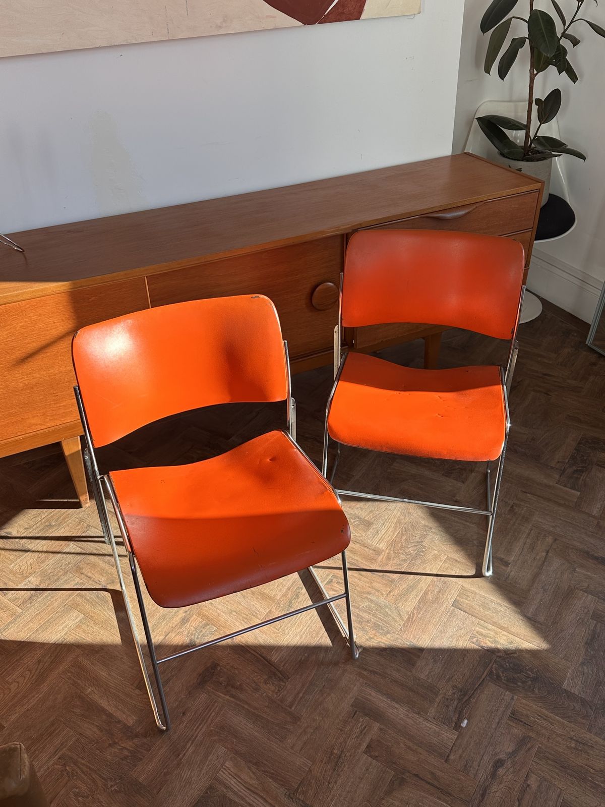 photo vinterior Set Of 5 Original Steel 4/40 Chairs By David Rowland Manufactured By Gf In 1960s (Original Rather Than Howe)