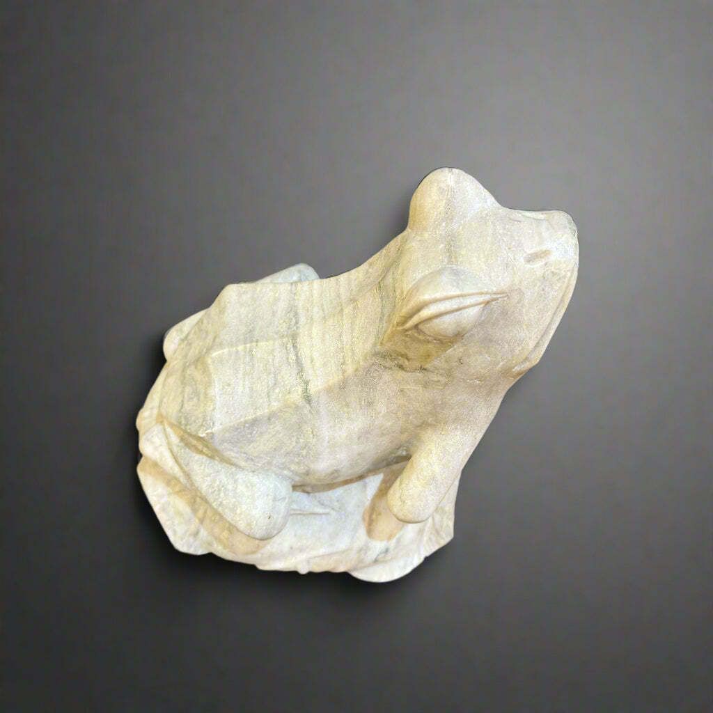 Oriental Figure Of A Frog In Green And White Marble photo for sale