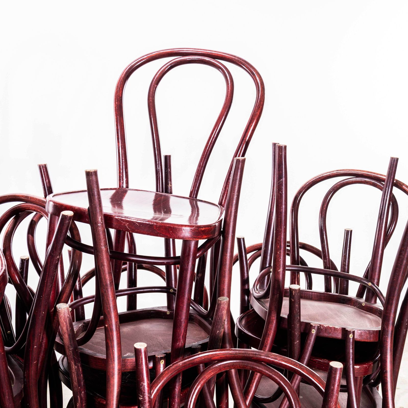 photo furniture 1980's Classic Dark Mahogany Hoop Back Bentwood Dining Chairs   Set Of Six