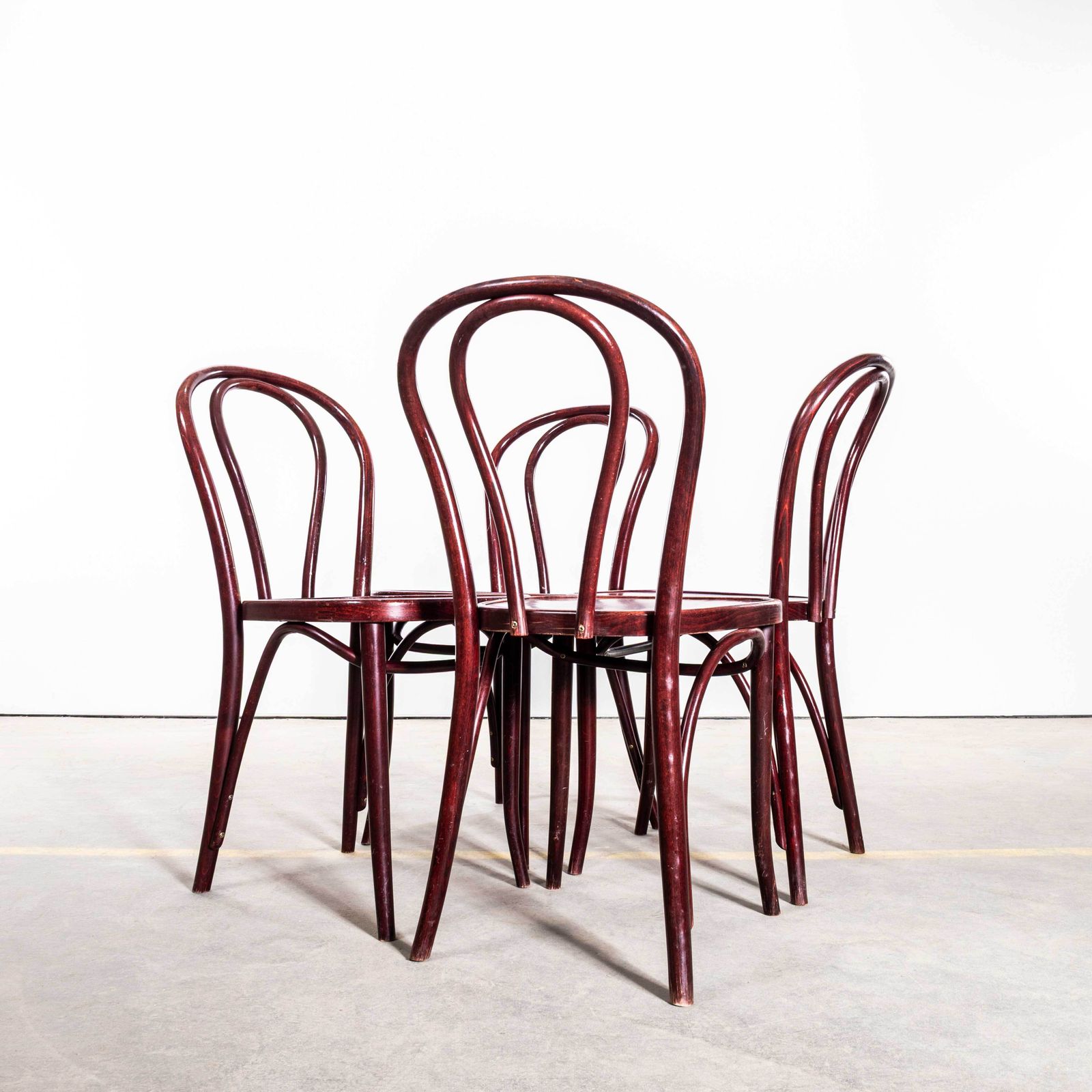 photo for sale 1980's Classic Dark Mahogany Hoop Back Bentwood Dining Chairs   Set Of Six