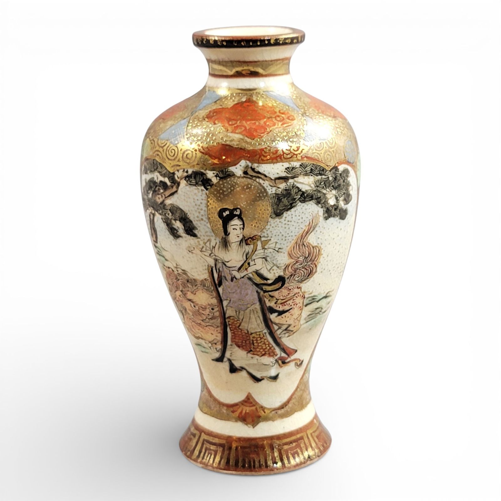 Miniature Satsuma Vase, Kyoto, Signed Chosei, Meiji Period, 10.7cm