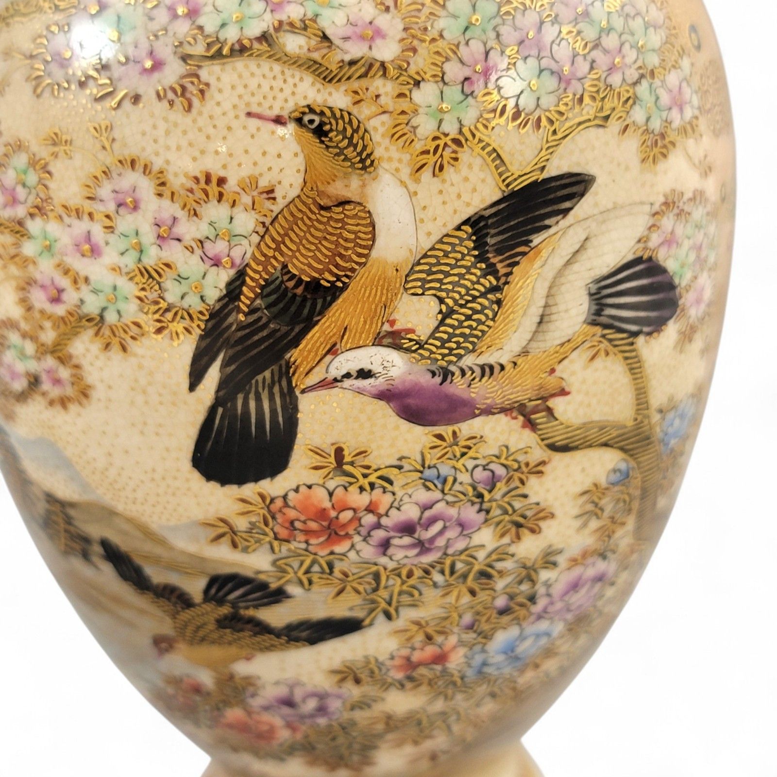Antique Meiji Pair Hododa Satsuma Vases, Shimazu Mon Exhibition Quality C. 1900 photo vintage