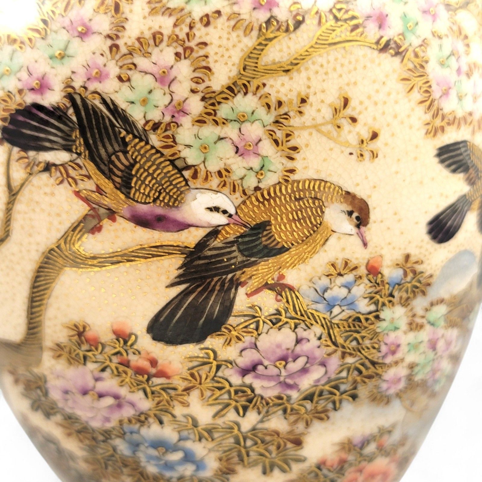 photo furniture Antique Meiji Pair Hododa Satsuma Vases, Shimazu Mon Exhibition Quality C. 1900