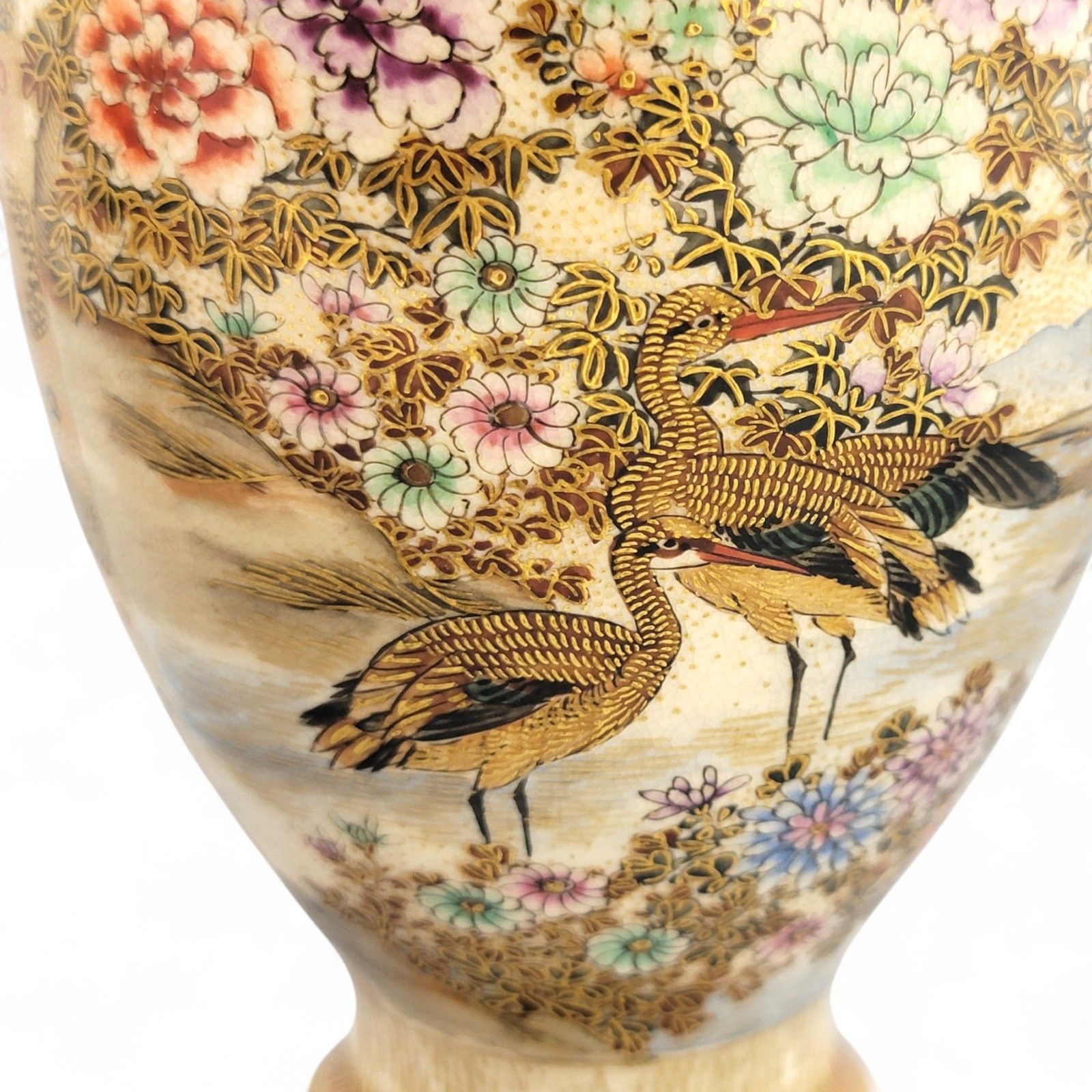 photo for sale Antique Meiji Pair Hododa Satsuma Vases, Shimazu Mon Exhibition Quality C. 1900