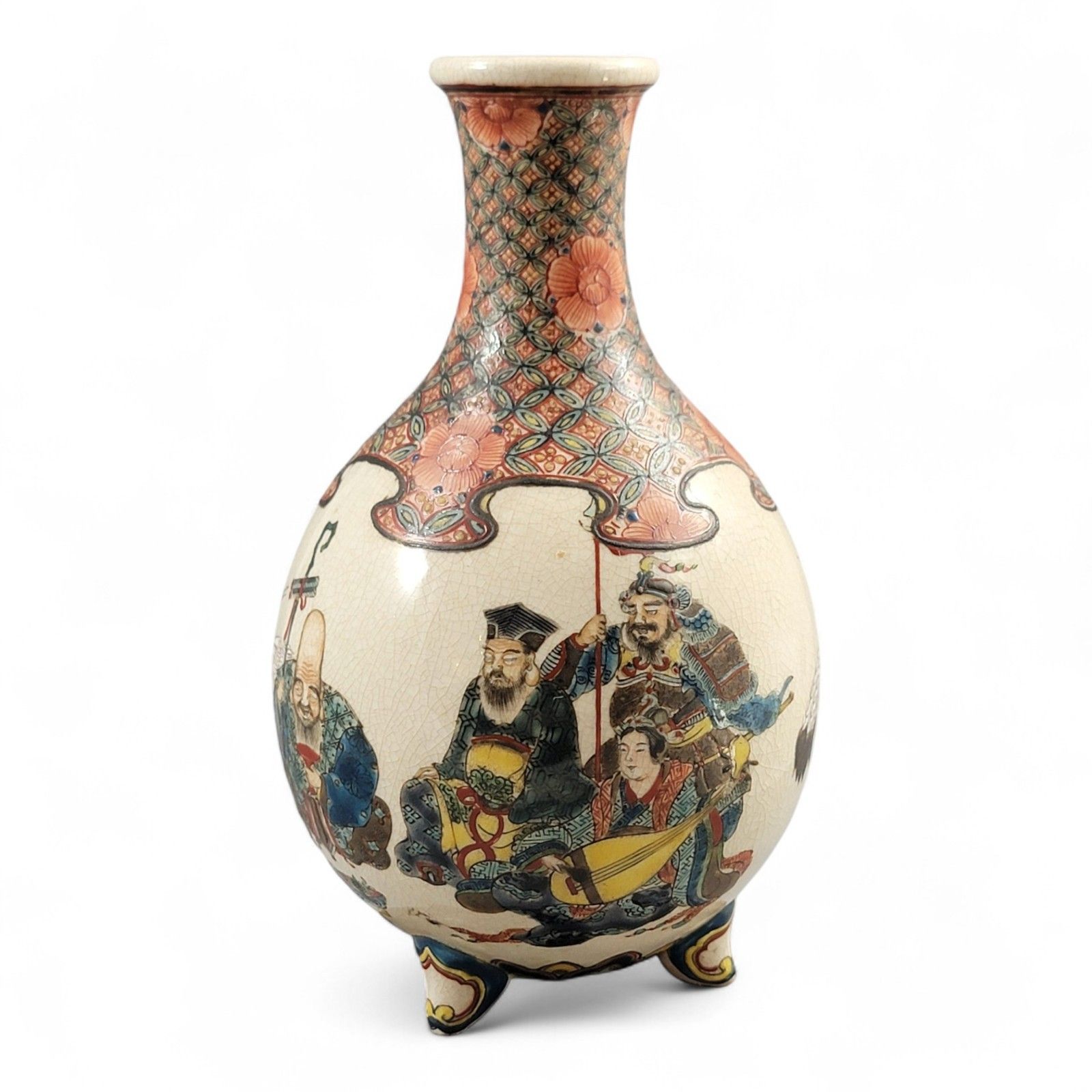 Antique Kyoto Satsuma Tripod Vase — Chōshūzan, Jissei After Yoshisada (Meiji) photo furniture