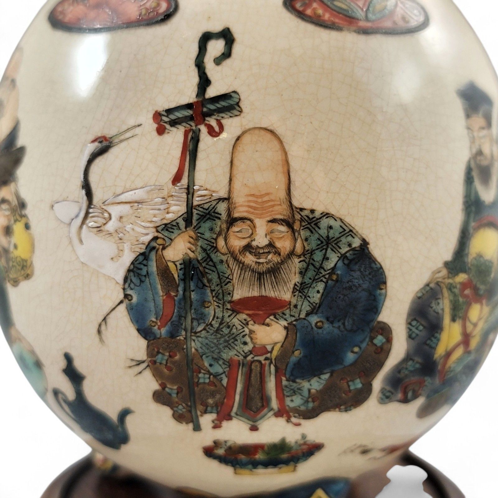 1000.0 Antique Kyoto Satsuma Tripod Vase — Chōshūzan, Jissei After Yoshisada (Meiji) photo