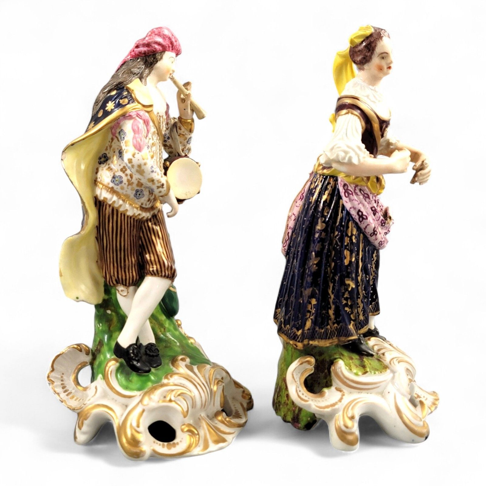 Derby Bloor Period Porcelain Figures “Idyllic Musicians” C.1815 Finely Enamelled photo vinterior